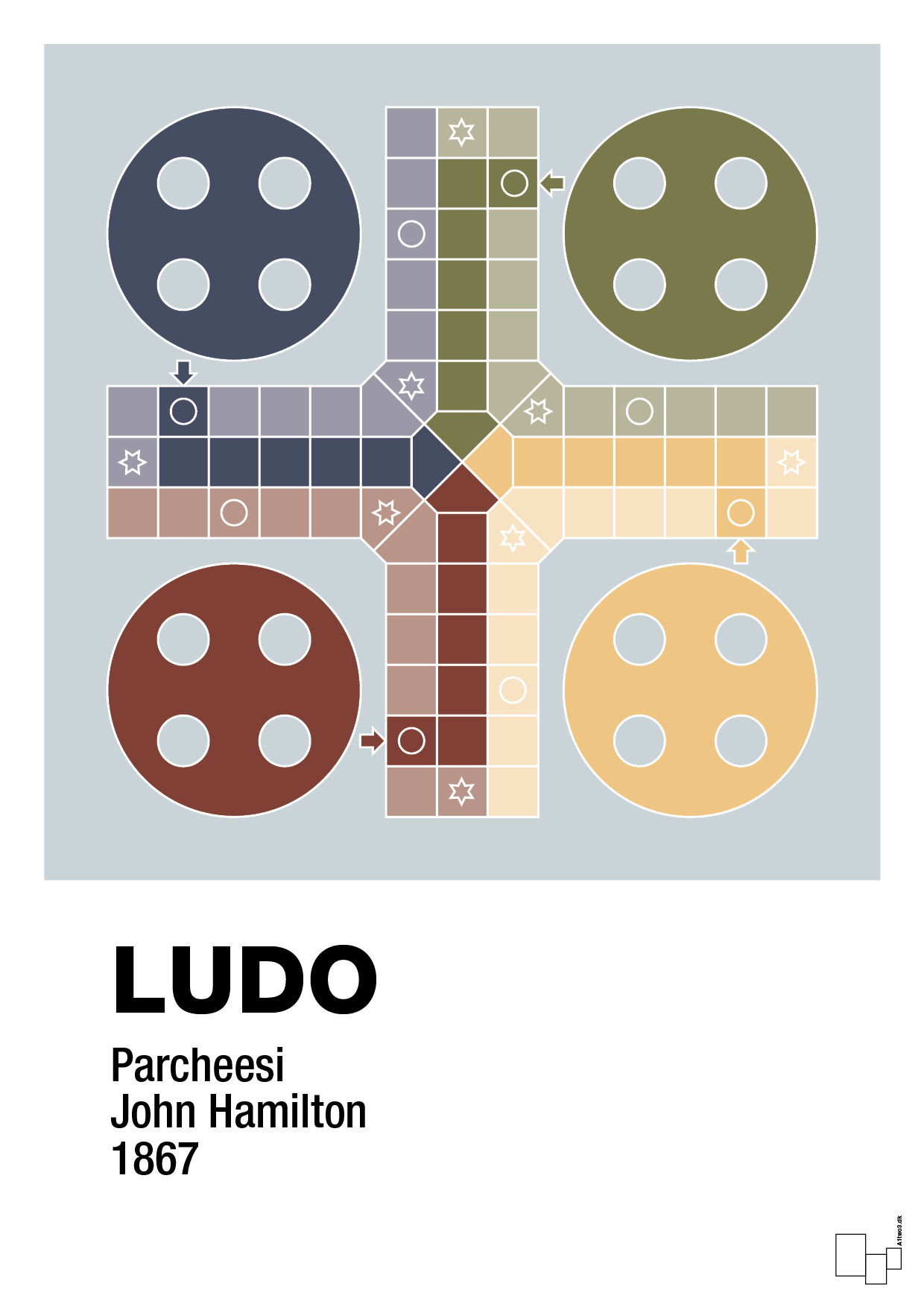 plakat: ludo spilleplade - light drizzle-Brætspil-A1two3