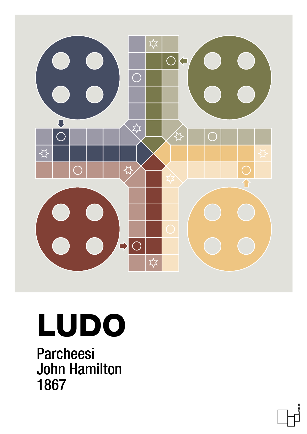 plakat: ludo spilleplade - painters white-Brætspil-A1two3