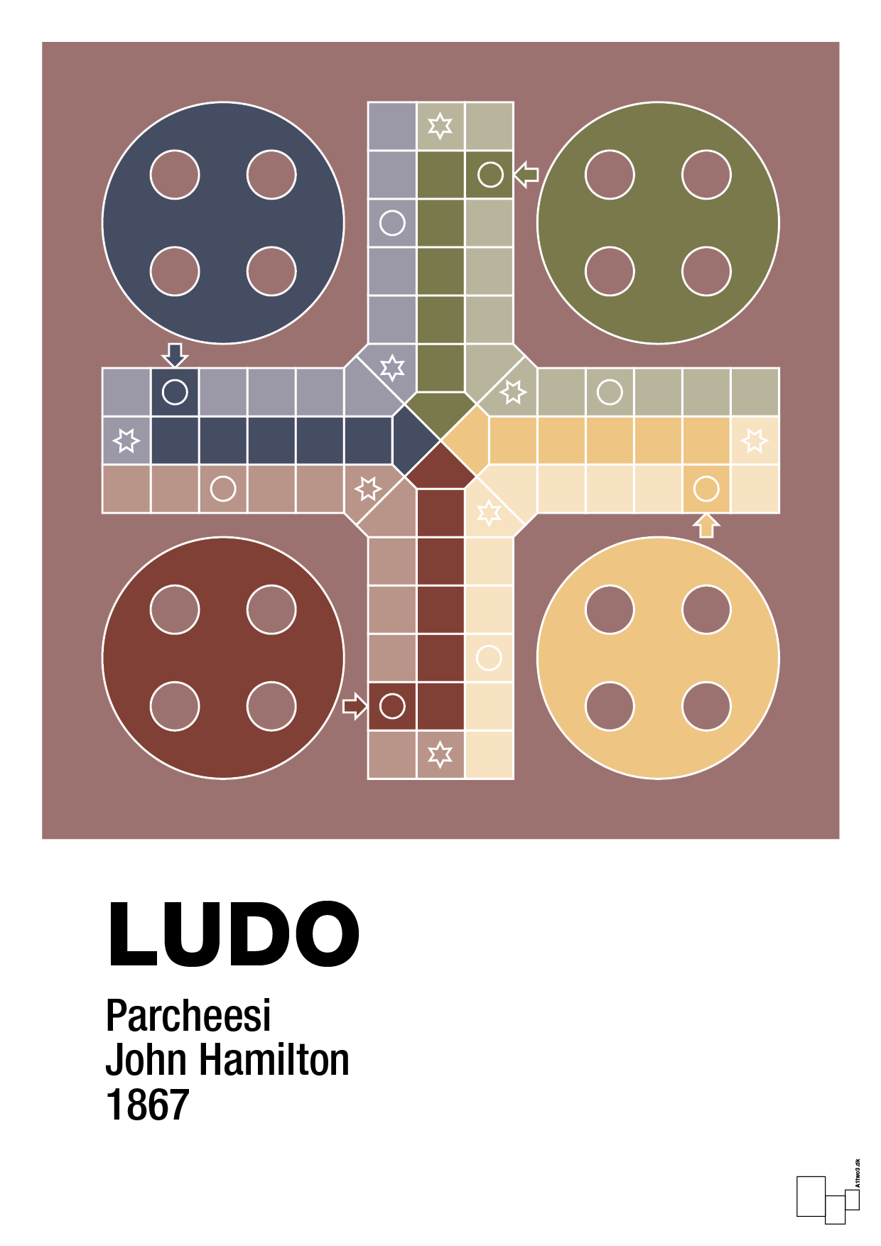 plakat: ludo spilleplade - plum-Brætspil-A1two3