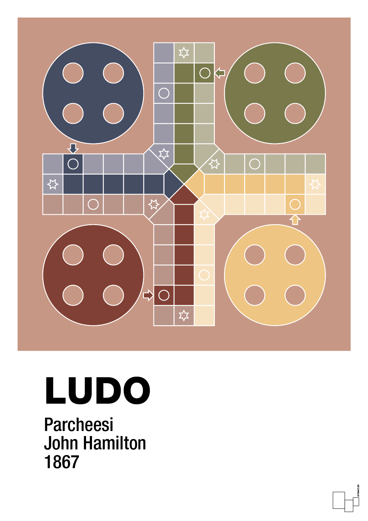 plakat: ludo spilleplade - powder-Brætspil-A1two3