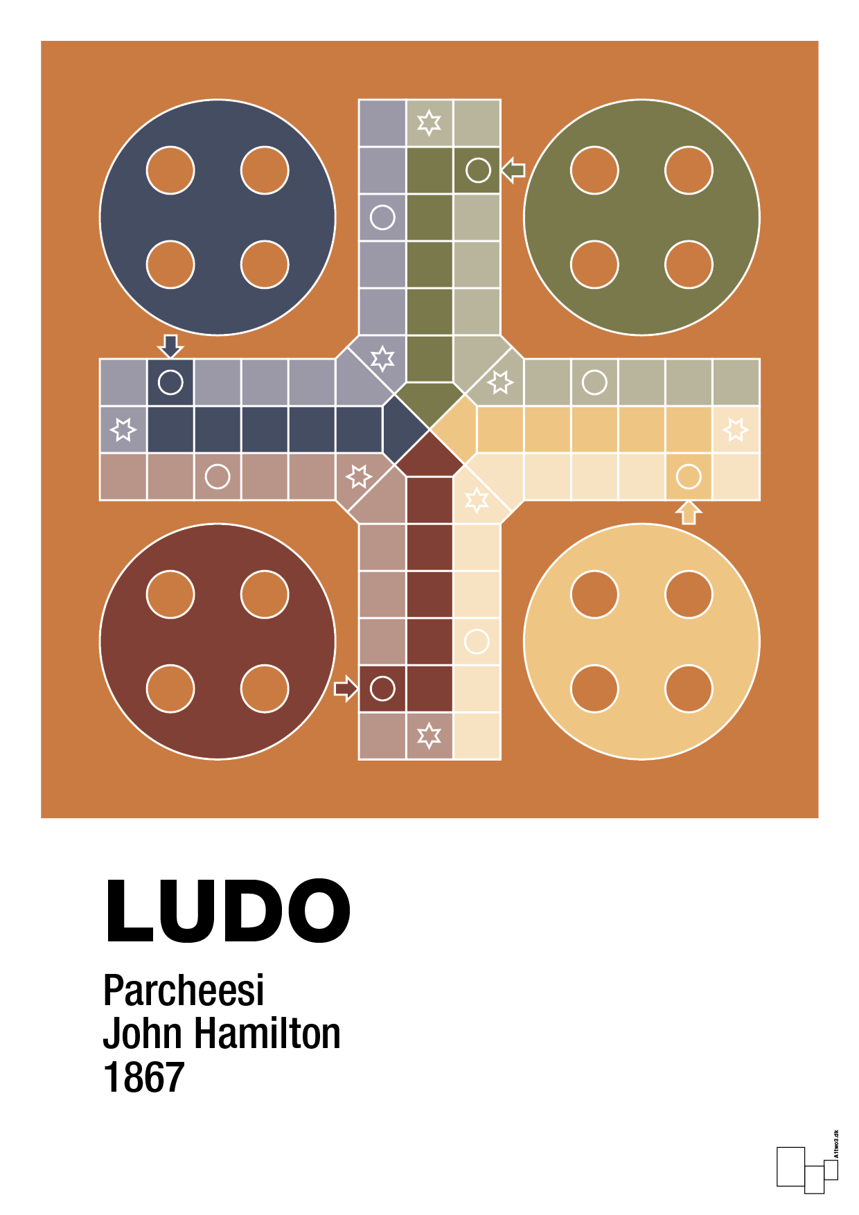 plakat: ludo spilleplade - rumba orange-Brætspil-A1two3