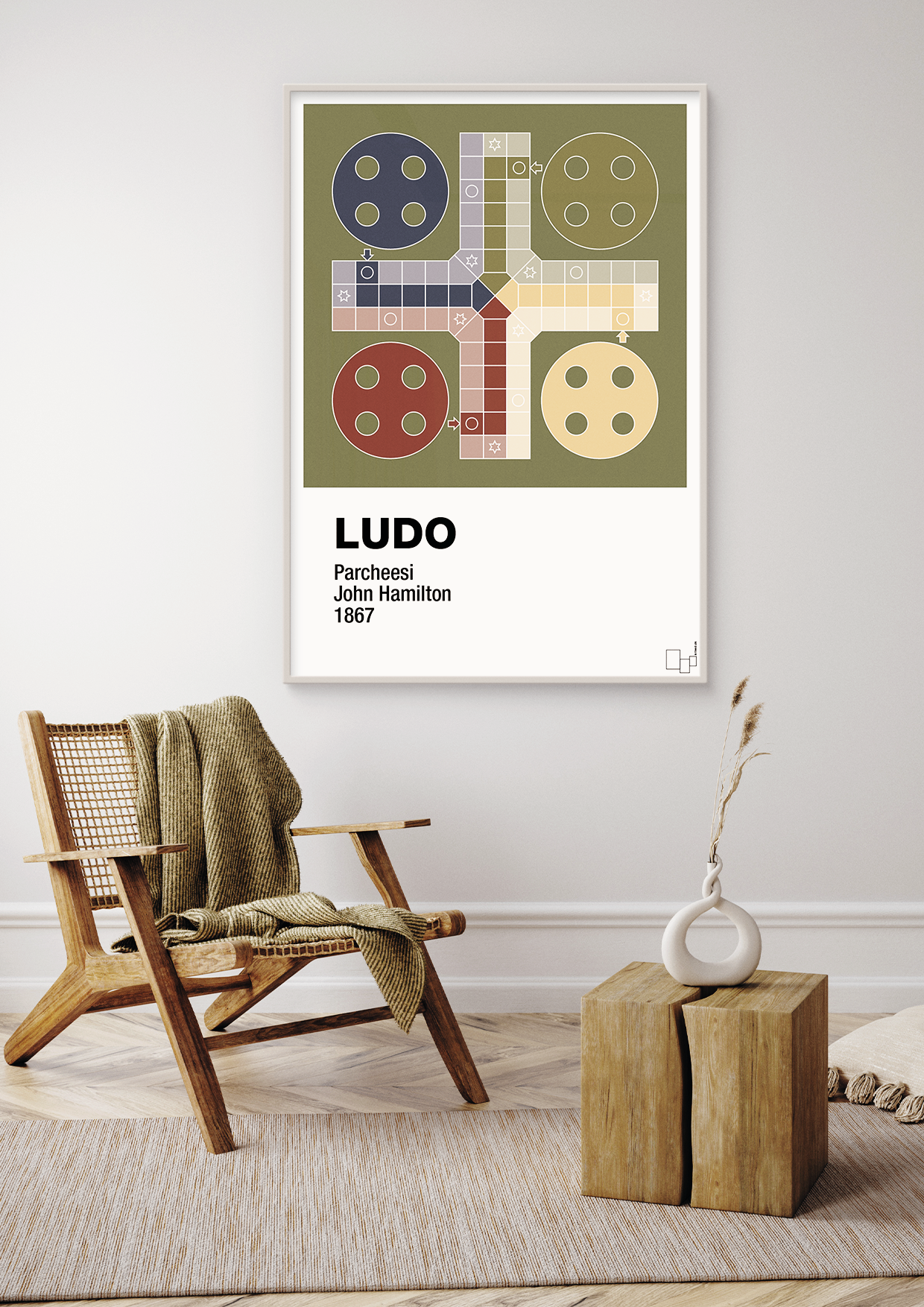 plakat: ludo spilleplade - graphic charcoal-Brætspil-A1two3
