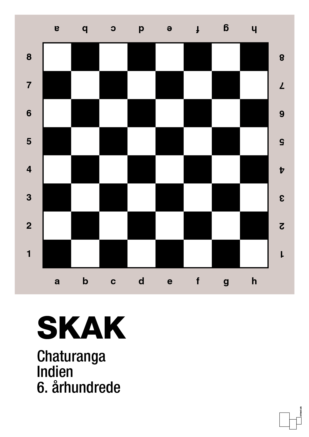 plakat: skak spilleplade - broken beige-Brætspil-A1two3