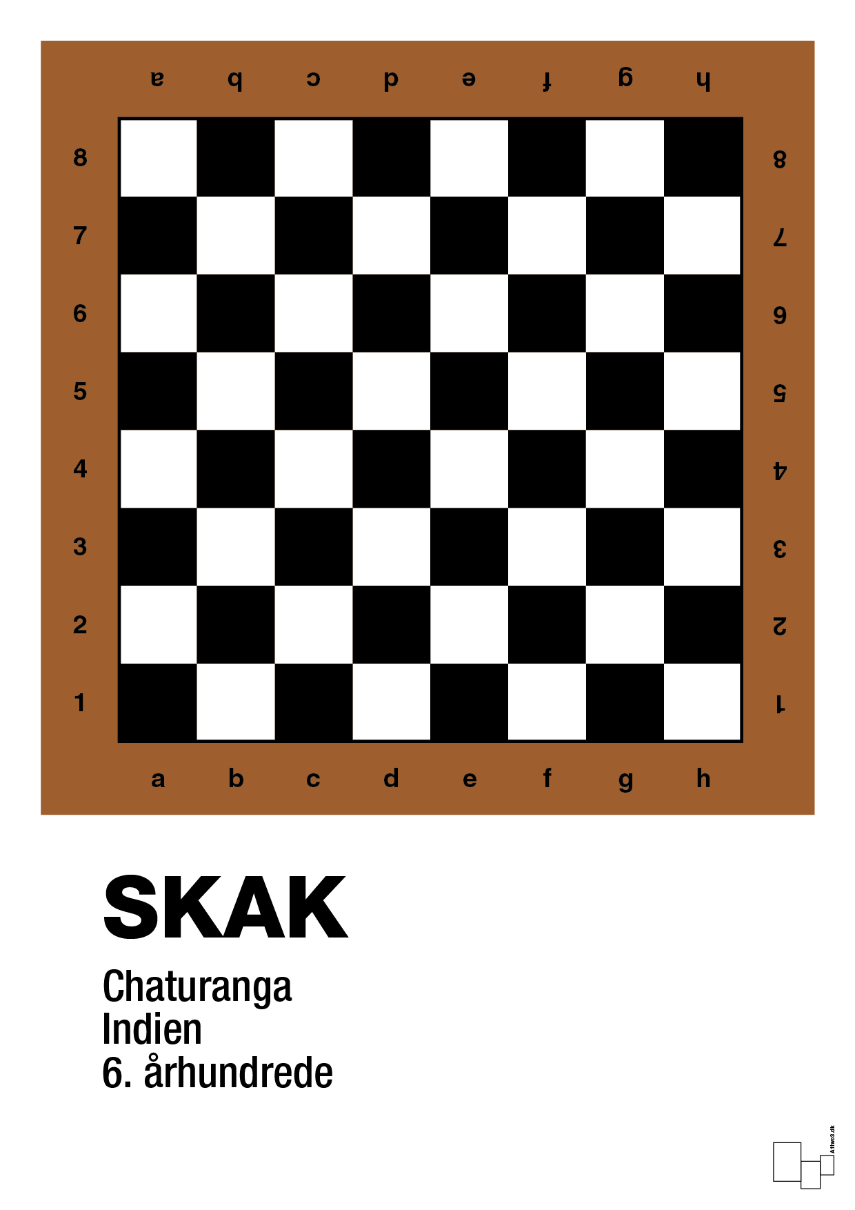 plakat: skak spilleplade - cognac-Brætspil-A1two3