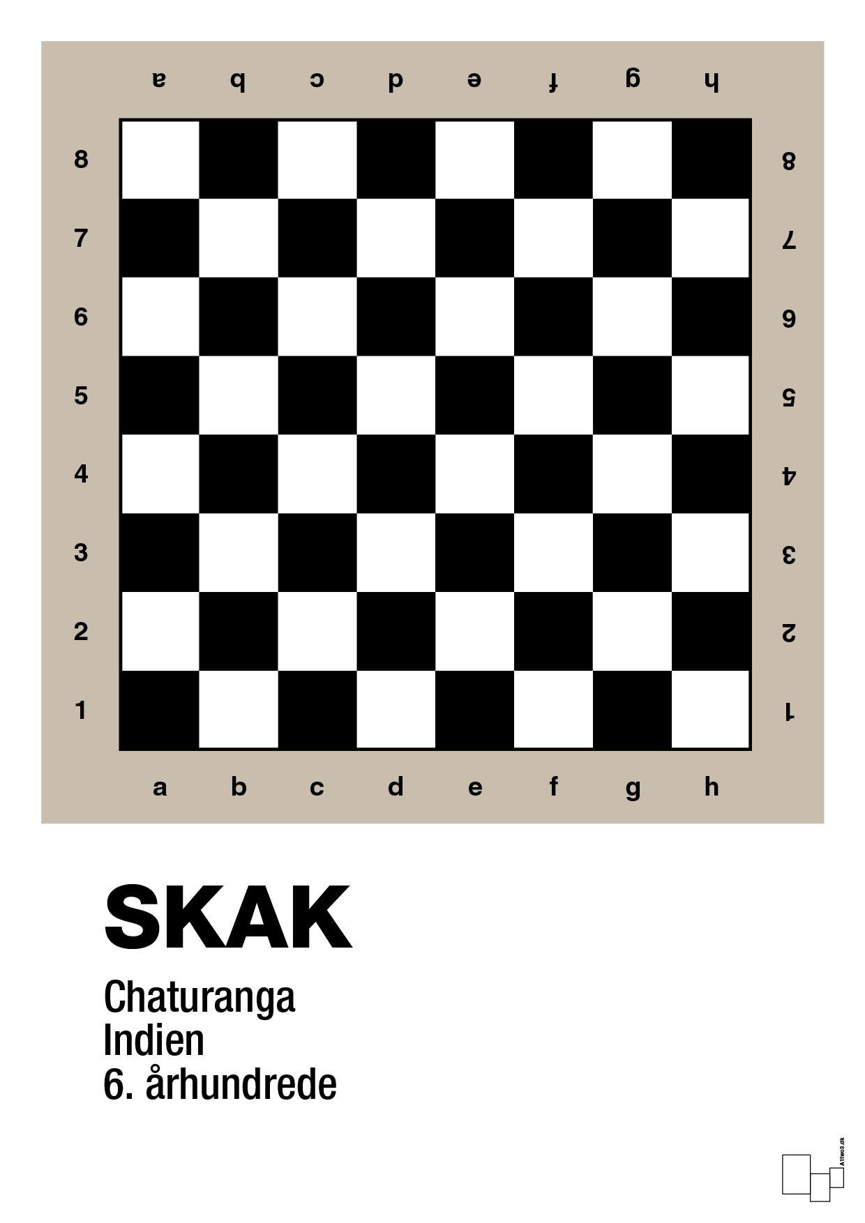 plakat: skak spilleplade - creamy mushroom-Brætspil-A1two3