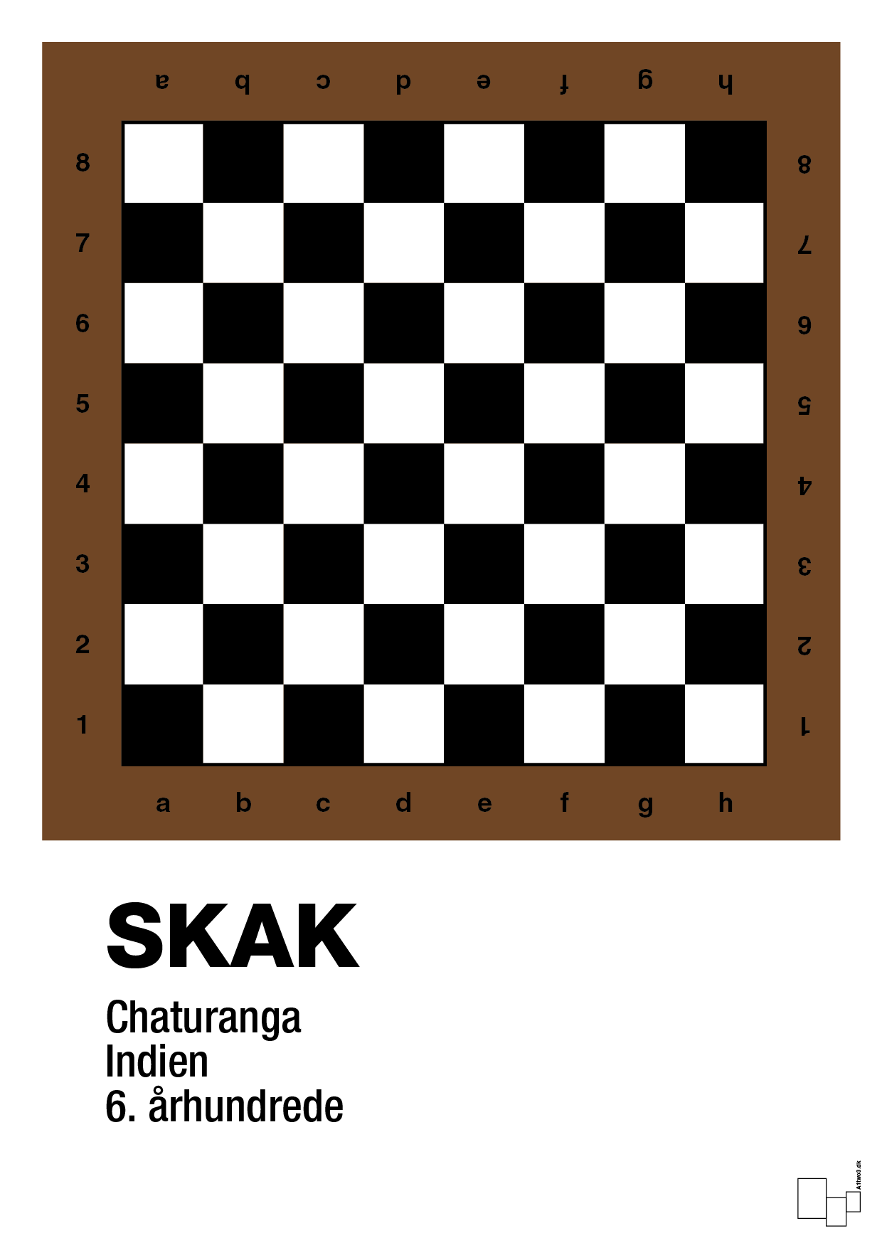 plakat: skak spilleplade - dark brown-Brætspil-A1two3