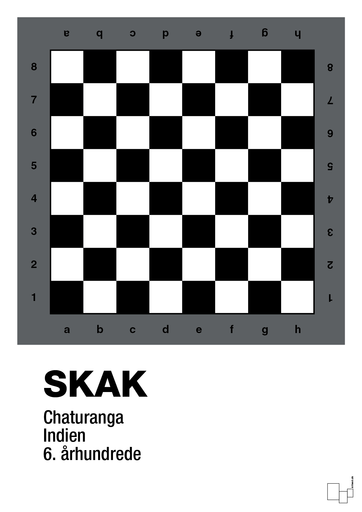 plakat: skak spilleplade - graphic charcoal-Brætspil-A1two3