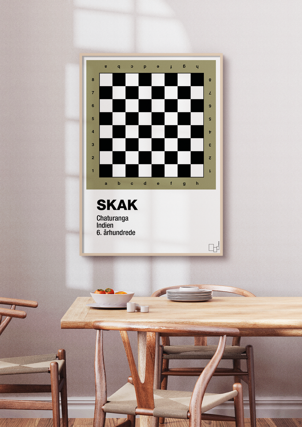 plakat: skak spilleplade - graphic charcoal-Brætspil-A1two3