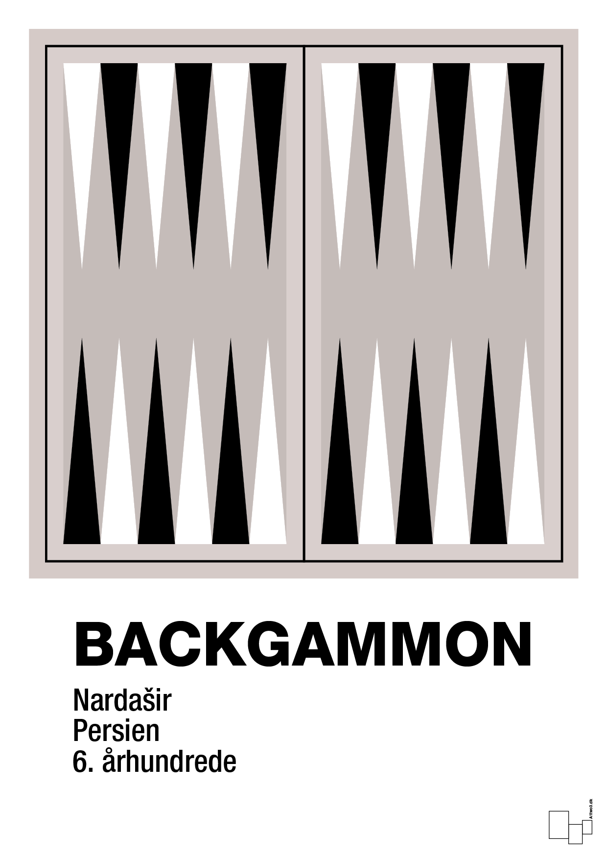 plakat: backgammon spilleplade - broken beige-Brætspil-A1two3