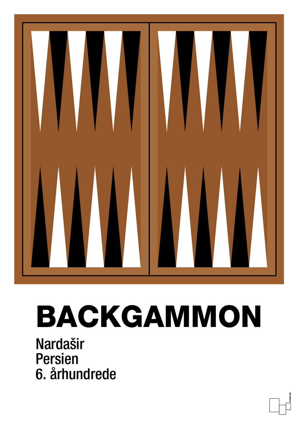 plakat: backgammon spilleplade - cognac-Brætspil-A1two3