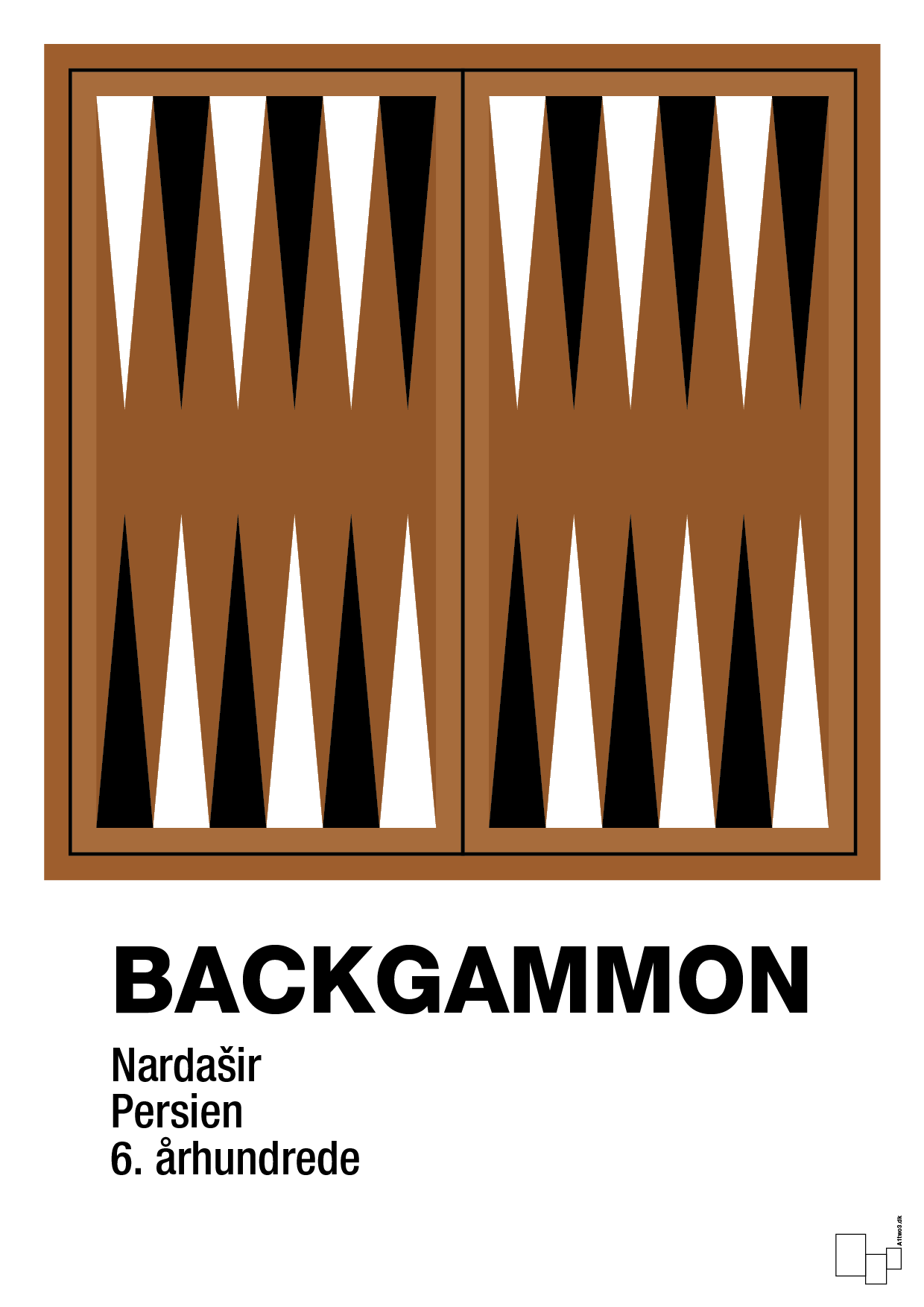 plakat: backgammon spilleplade - cognac-Brætspil-A1two3