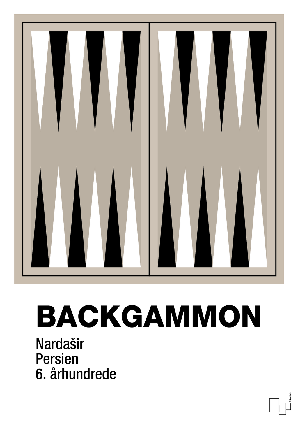 plakat: backgammon spilleplade - creamy mushroom-Brætspil-A1two3