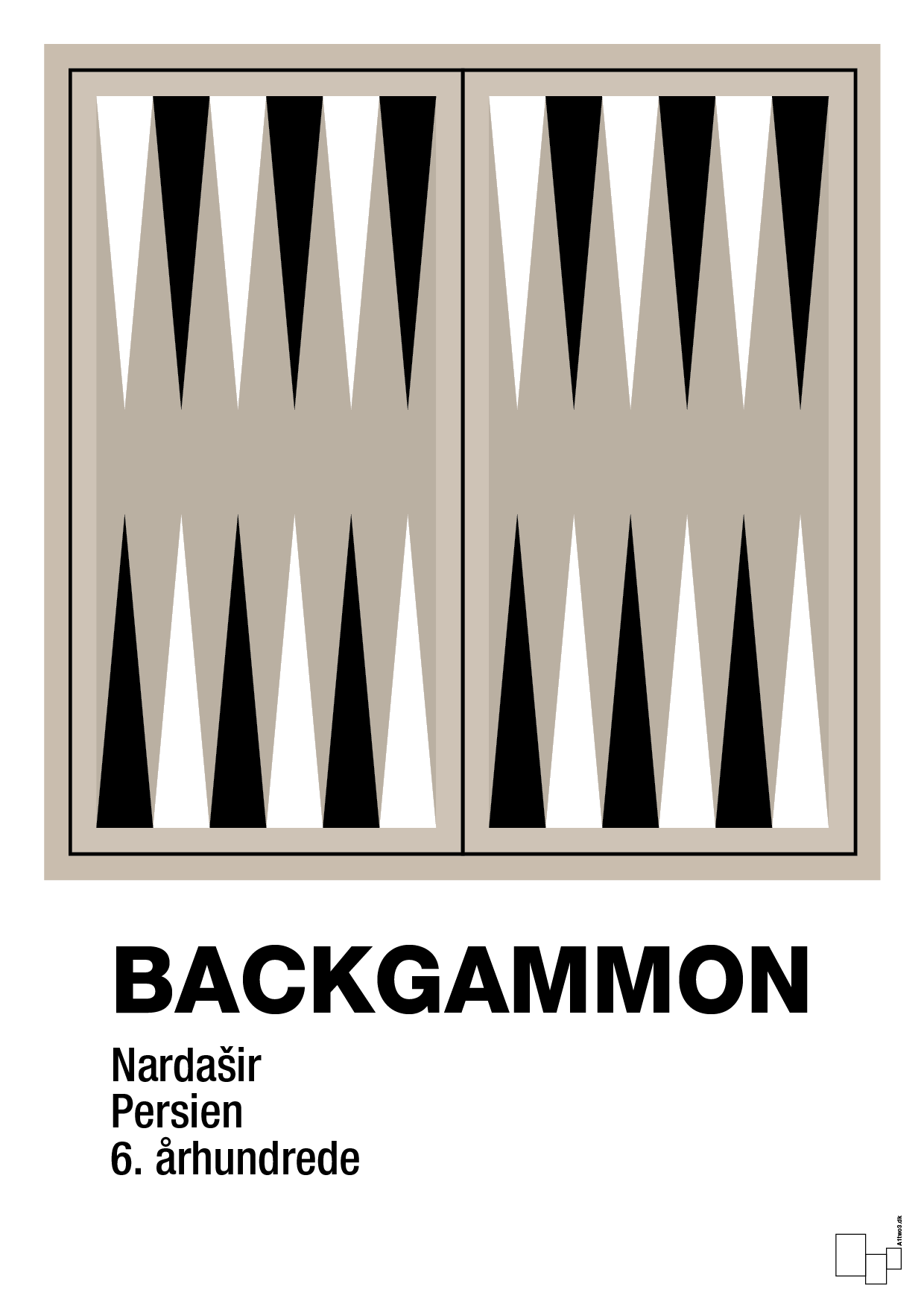 plakat: backgammon spilleplade - creamy mushroom-Brætspil-A1two3