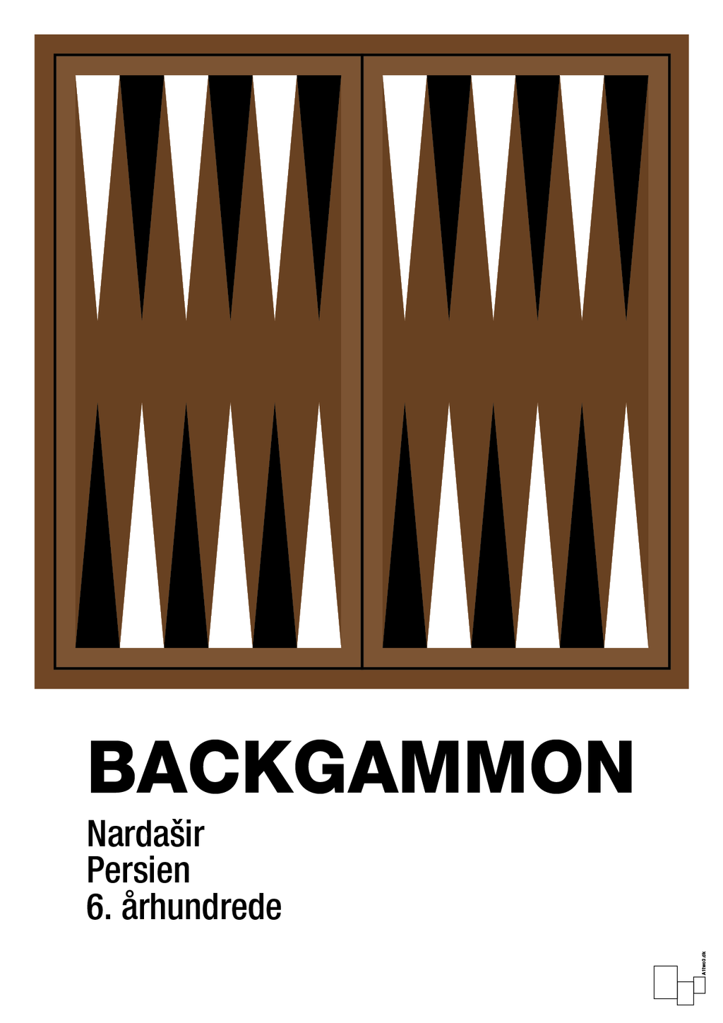 plakat: backgammon spilleplade - dark brown-Brætspil-A1two3