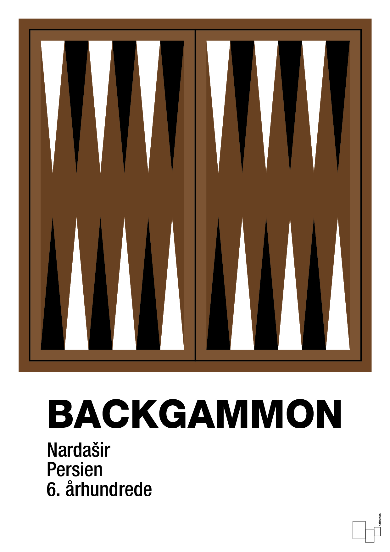 plakat: backgammon spilleplade - dark brown-Brætspil-A1two3