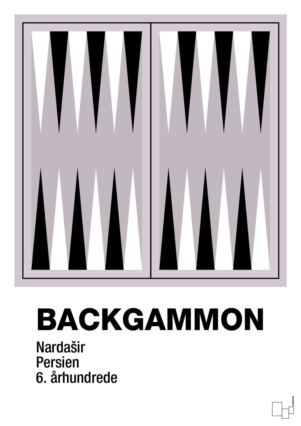 plakat: backgammon spilleplade - dusty lilac-Brætspil-A1two3
