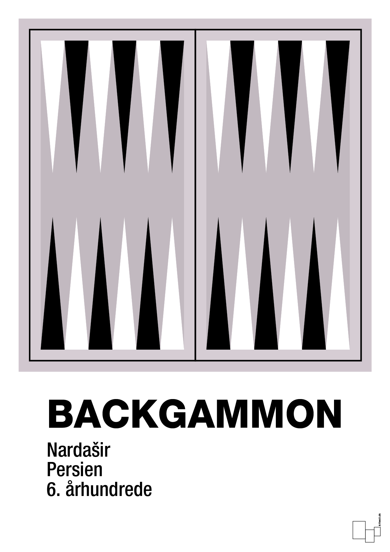 plakat: backgammon spilleplade - dusty lilac-Brætspil-A1two3