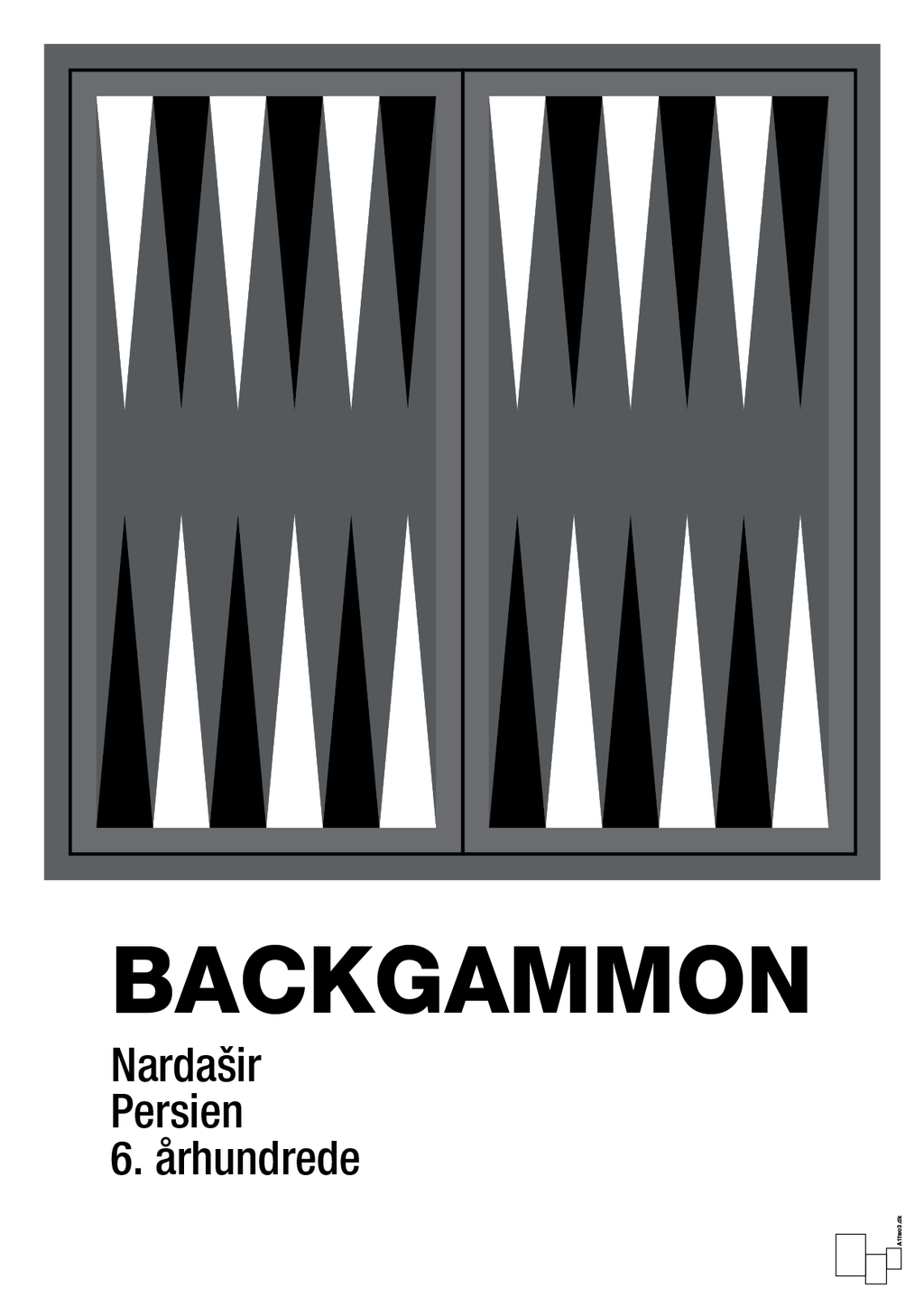 plakat: backgammon spilleplade - graphic charcoal-Brætspil-A1two3
