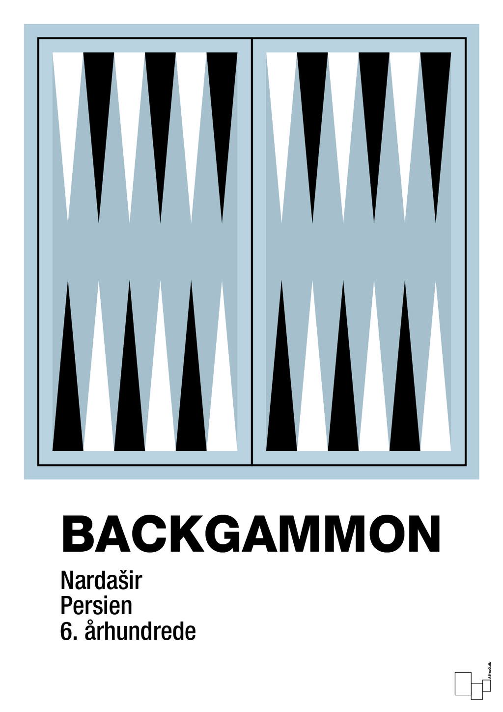 plakat: backgammon spilleplade - heavenly blue-Brætspil-A1two3