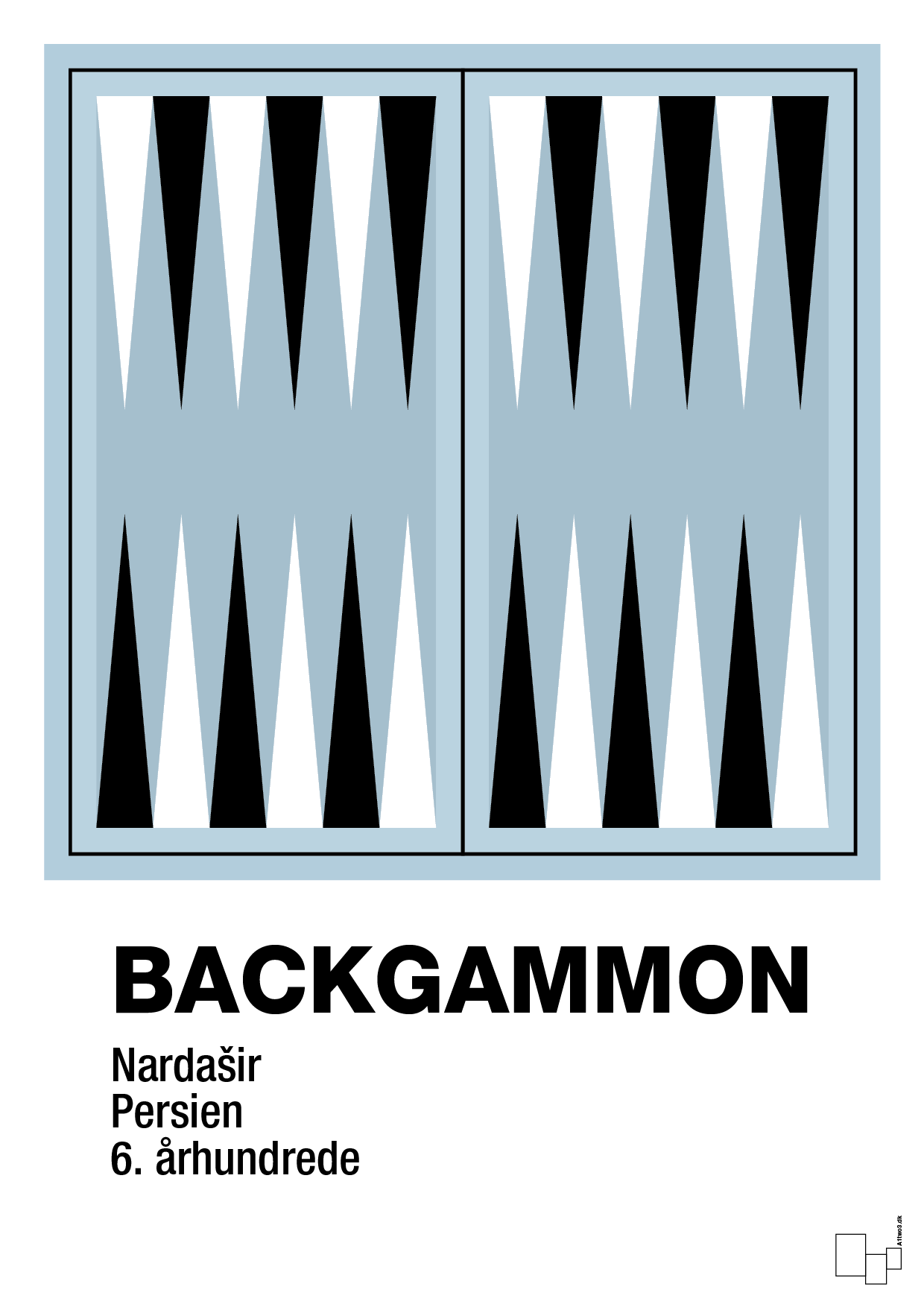 plakat: backgammon spilleplade - heavenly blue-Brætspil-A1two3
