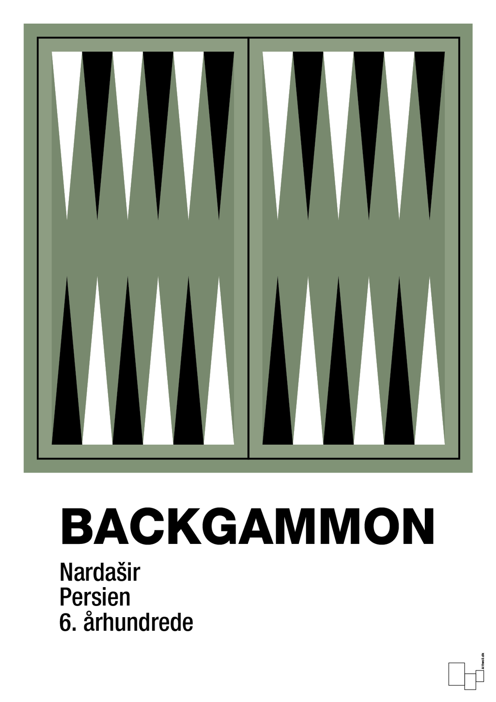 plakat: backgammon spilleplade - jade-Brætspil-A1two3