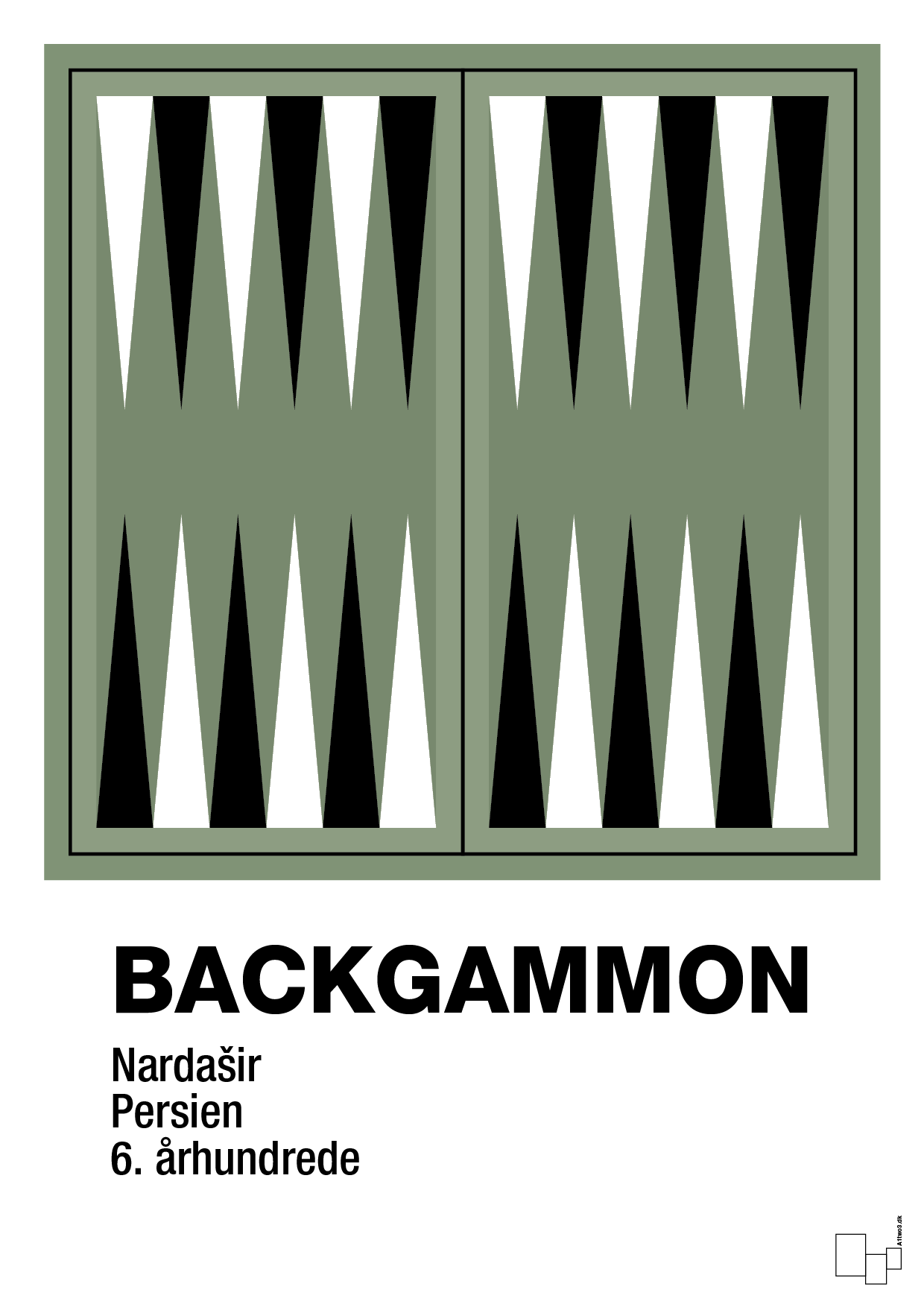 plakat: backgammon spilleplade - jade-Brætspil-A1two3