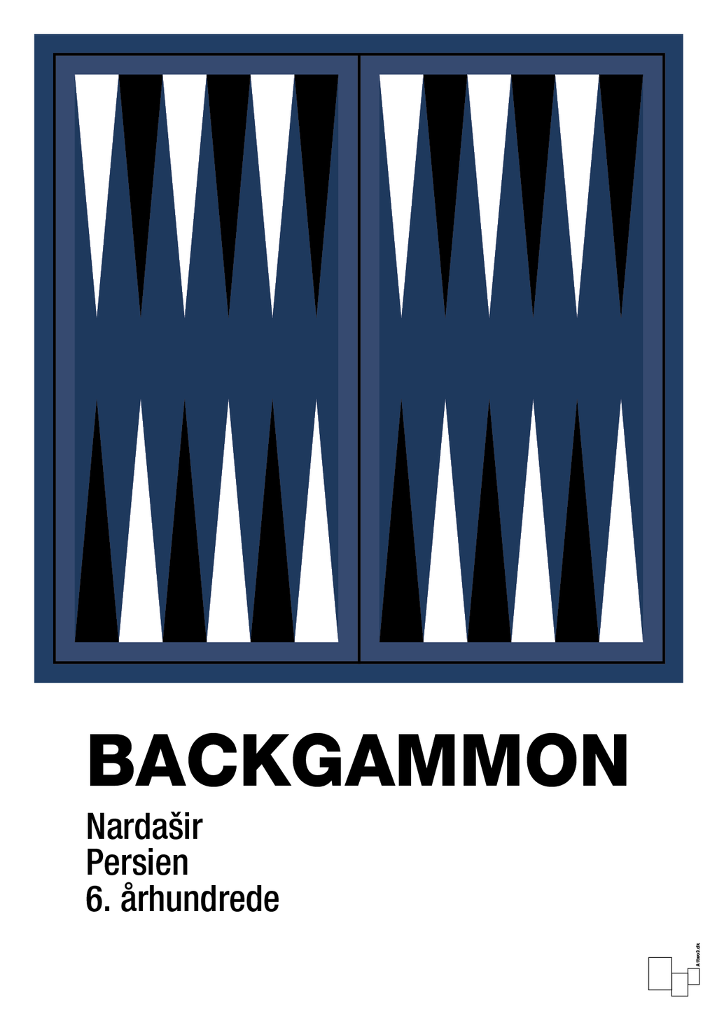 plakat: backgammon spilleplade - lapis blue-Brætspil-A1two3