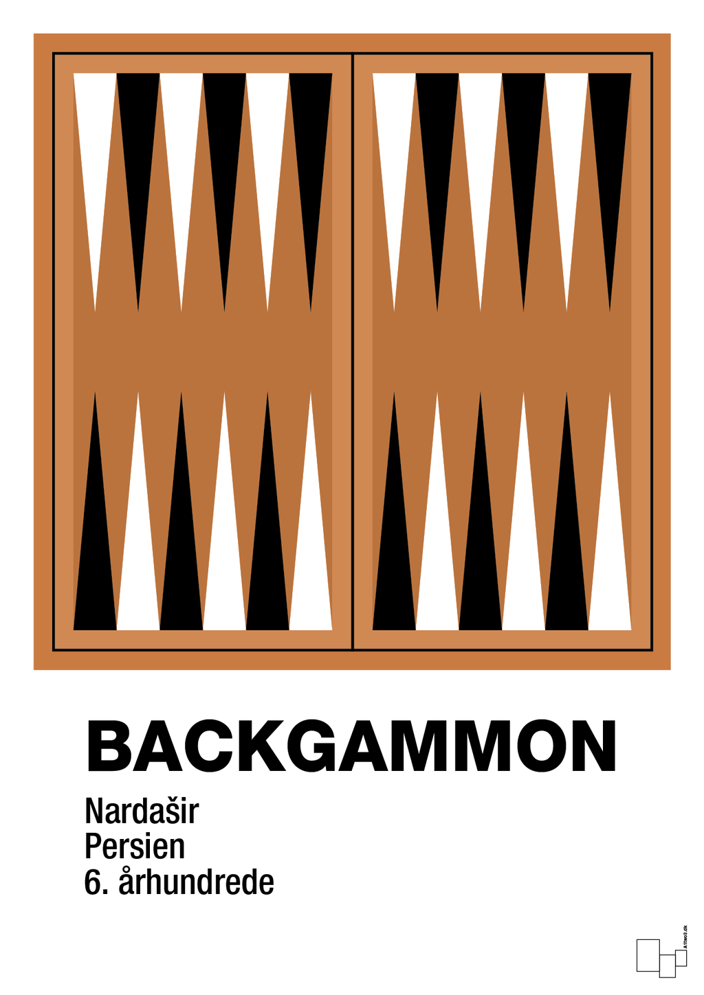 plakat: backgammon spilleplade - rumba orange-Brætspil-A1two3
