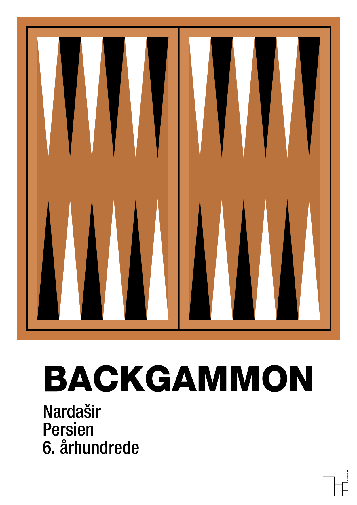 plakat: backgammon spilleplade - rumba orange-Brætspil-A1two3