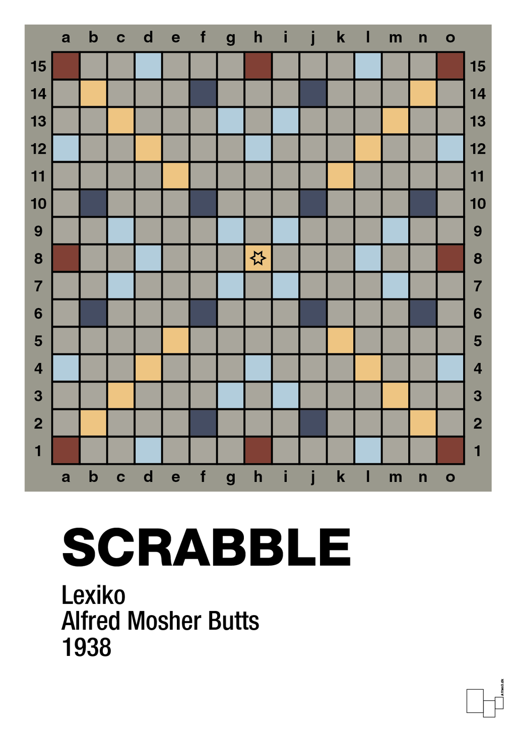 plakat: scrabble spilleplade - battleship gray-Brætspil-A1two3