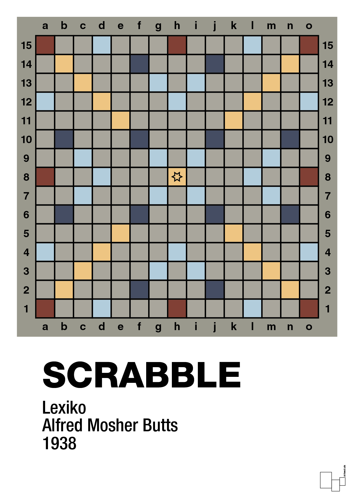 plakat: scrabble spilleplade - battleship gray-Brætspil-A1two3