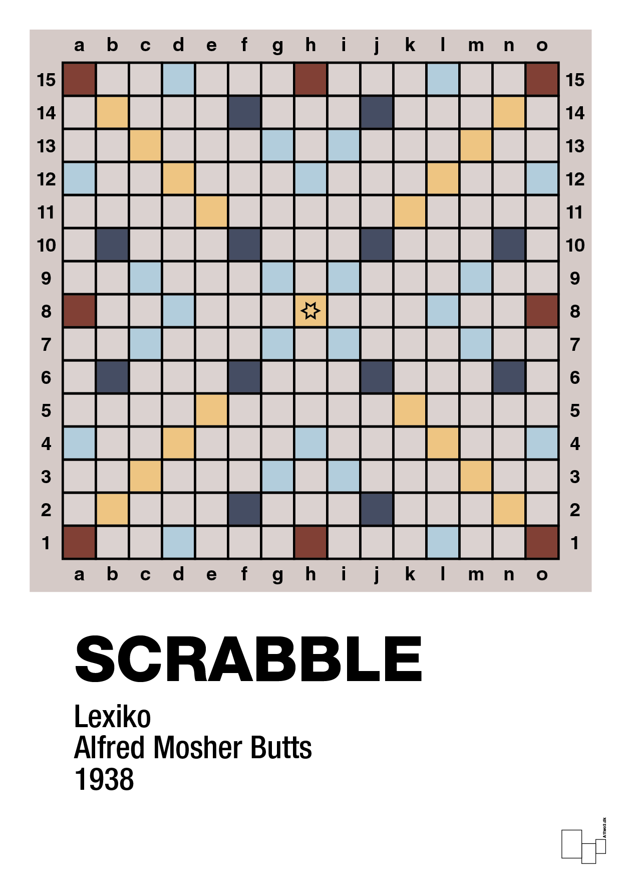 plakat: scrabble spilleplade - broken beige-Brætspil-A1two3
