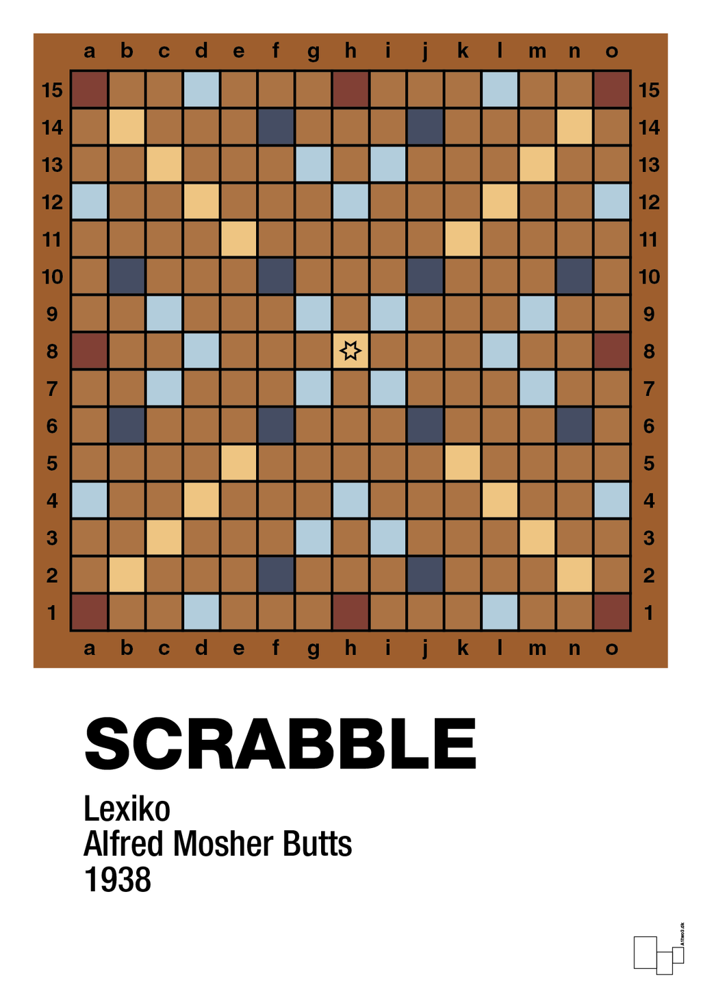 plakat: scrabble spilleplade - cognac-Brætspil-A1two3