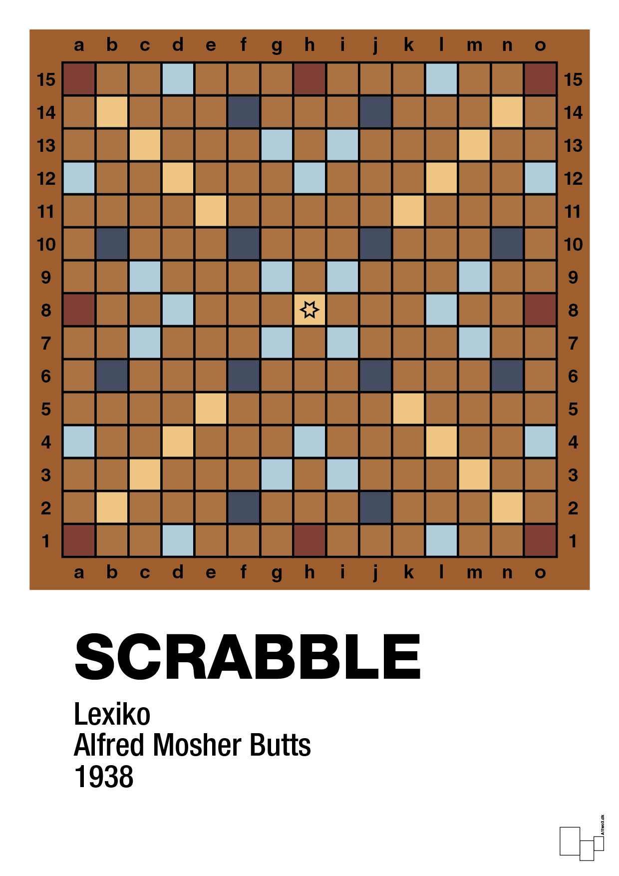 plakat: scrabble spilleplade - cognac-Brætspil-A1two3