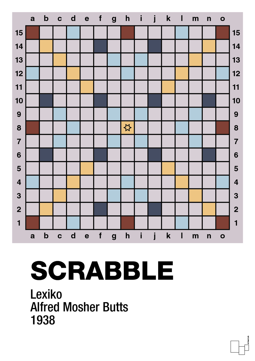 plakat: scrabble spilleplade - dusty lilac-Brætspil-A1two3
