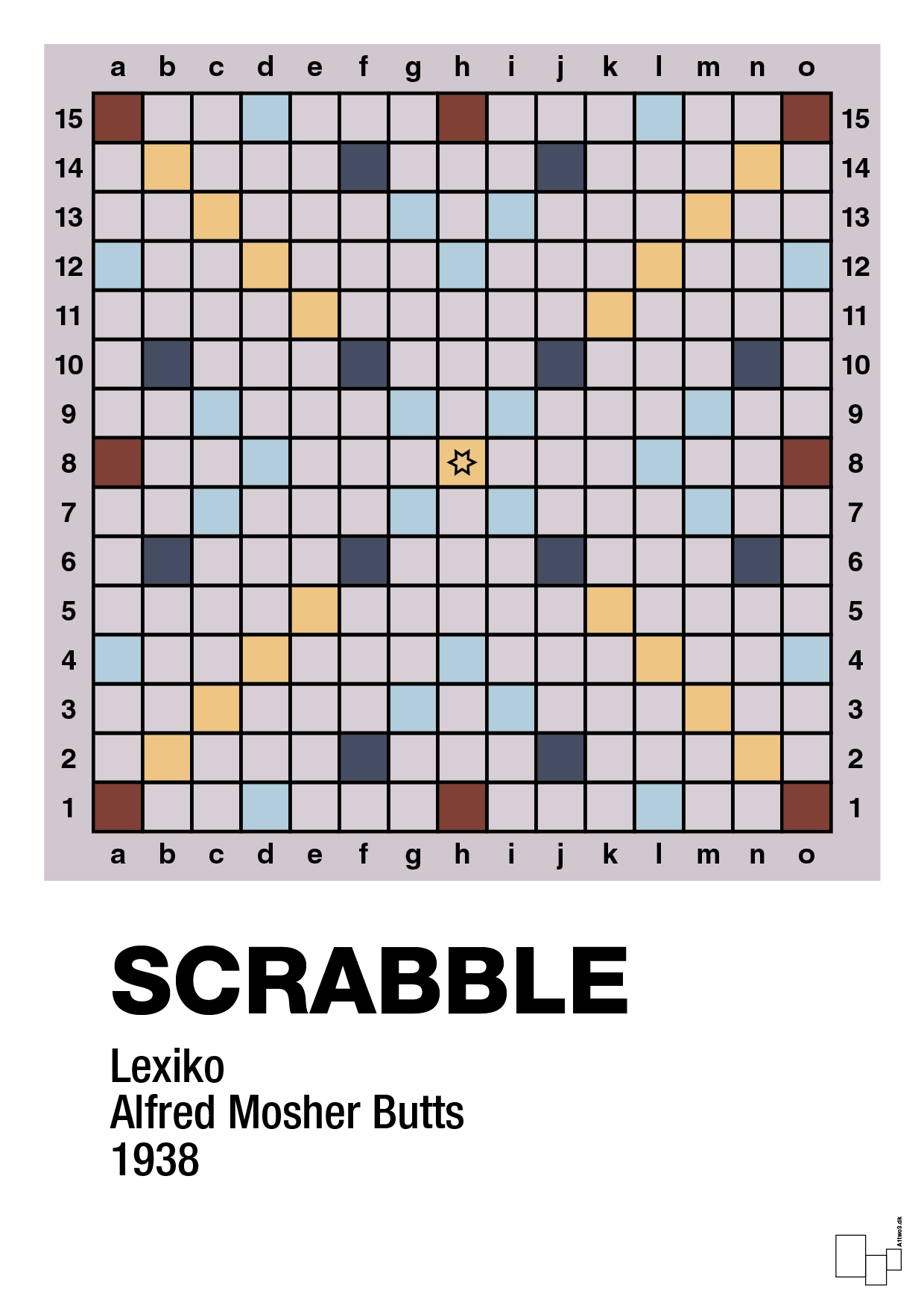 plakat: scrabble spilleplade - dusty lilac-Brætspil-A1two3