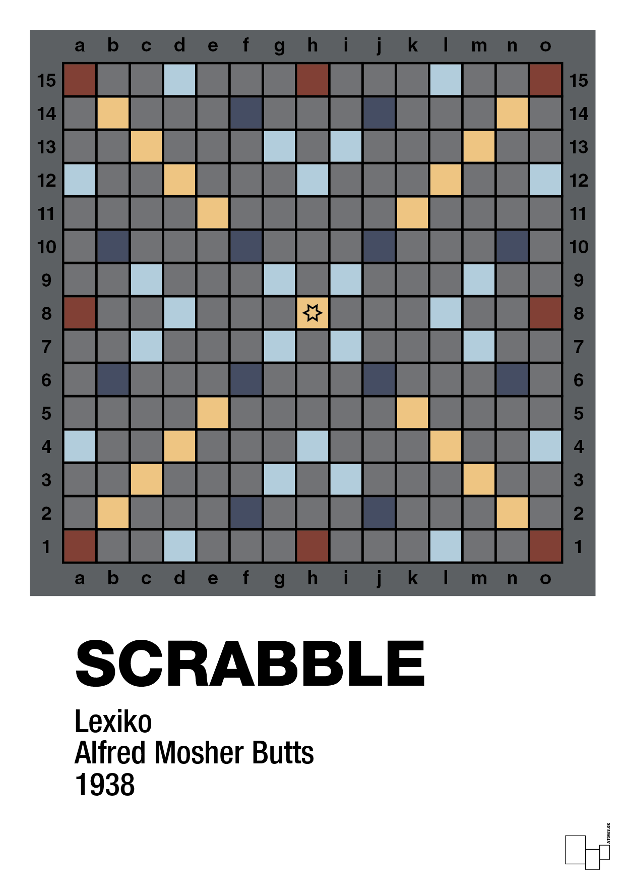 plakat: scrabble spilleplade - graphic charcoal-Brætspil-A1two3