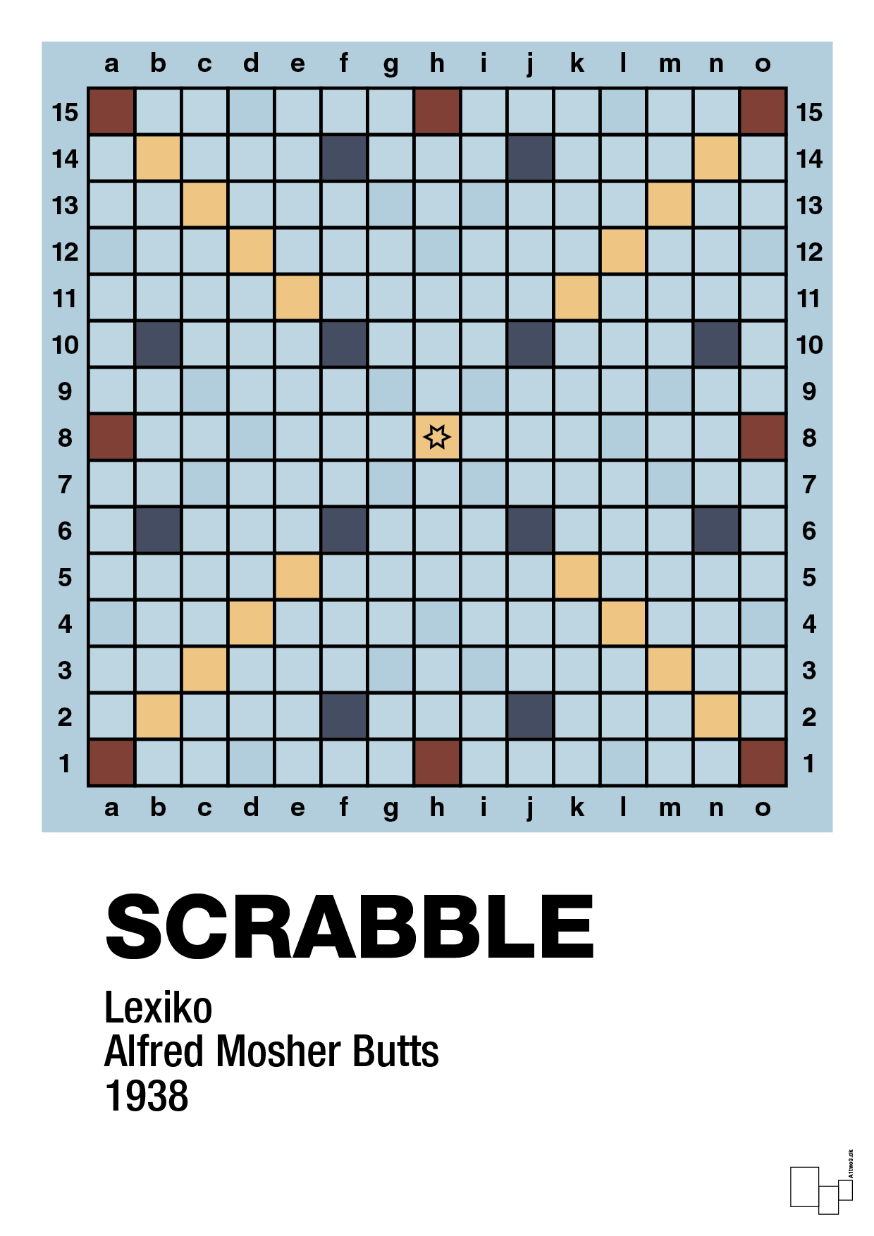 plakat: scrabble spilleplade - heavenly blue-Brætspil-A1two3