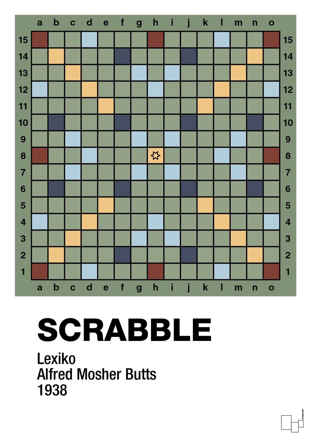 plakat: scrabble spilleplade - jade-Brætspil-A1two3