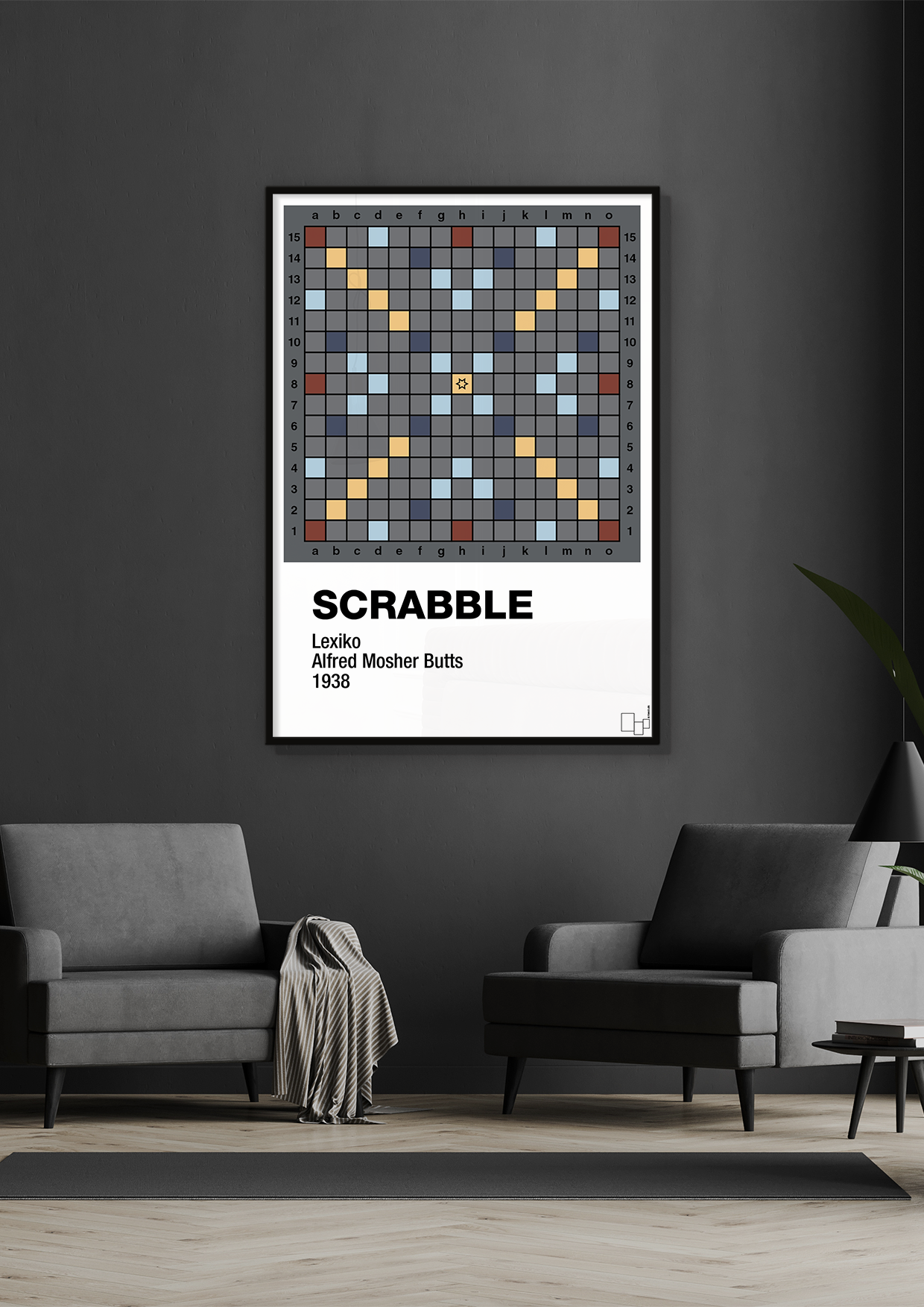 plakat: scrabble spilleplade - dark brown-Brætspil-A1two3