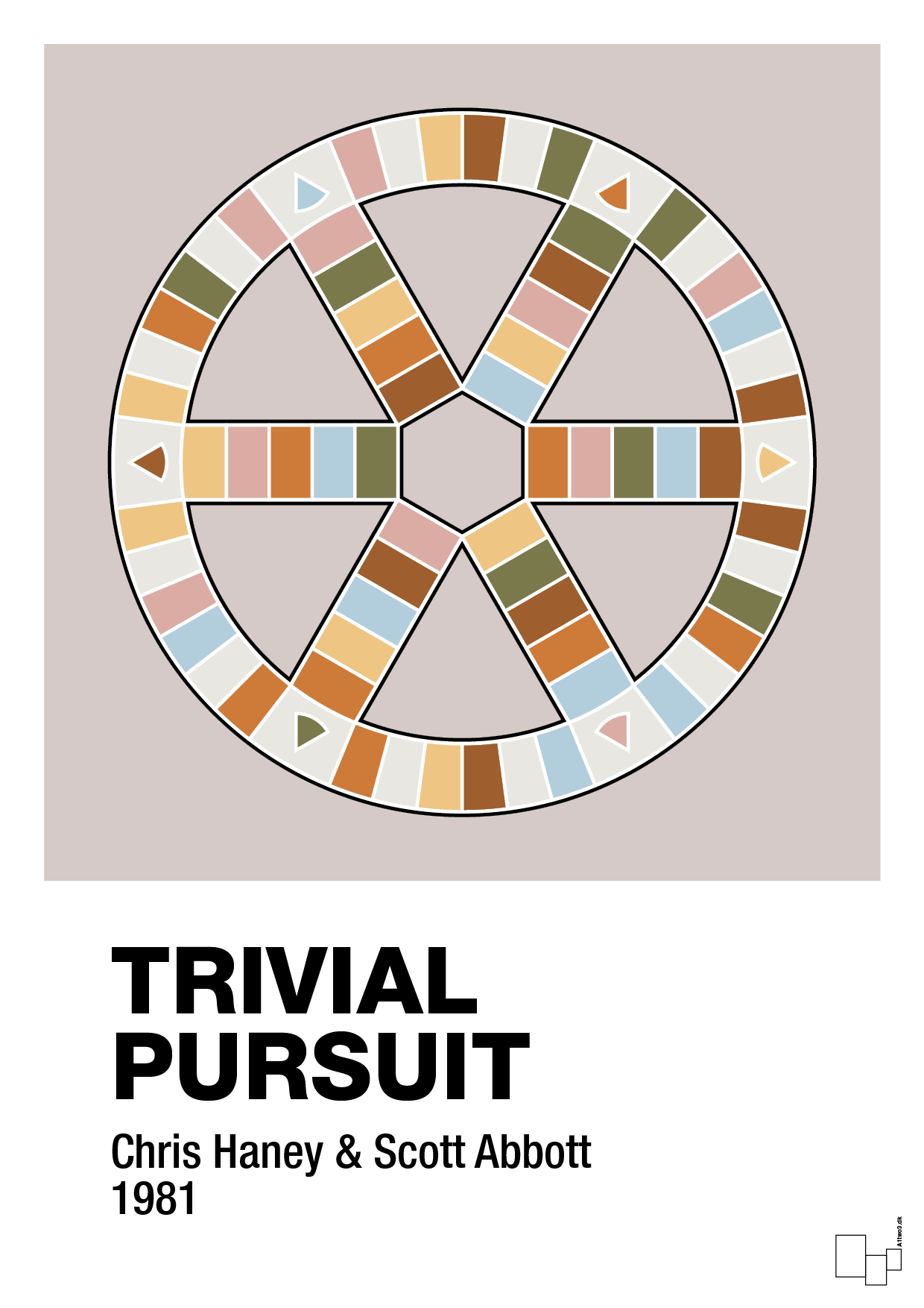 plakat: trivial pursuit spilleplade - broken beige-Brætspil-A1two3