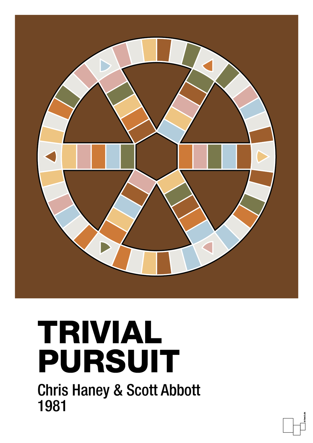 plakat: trivial pursuit spilleplade - dark brown-Brætspil-A1two3