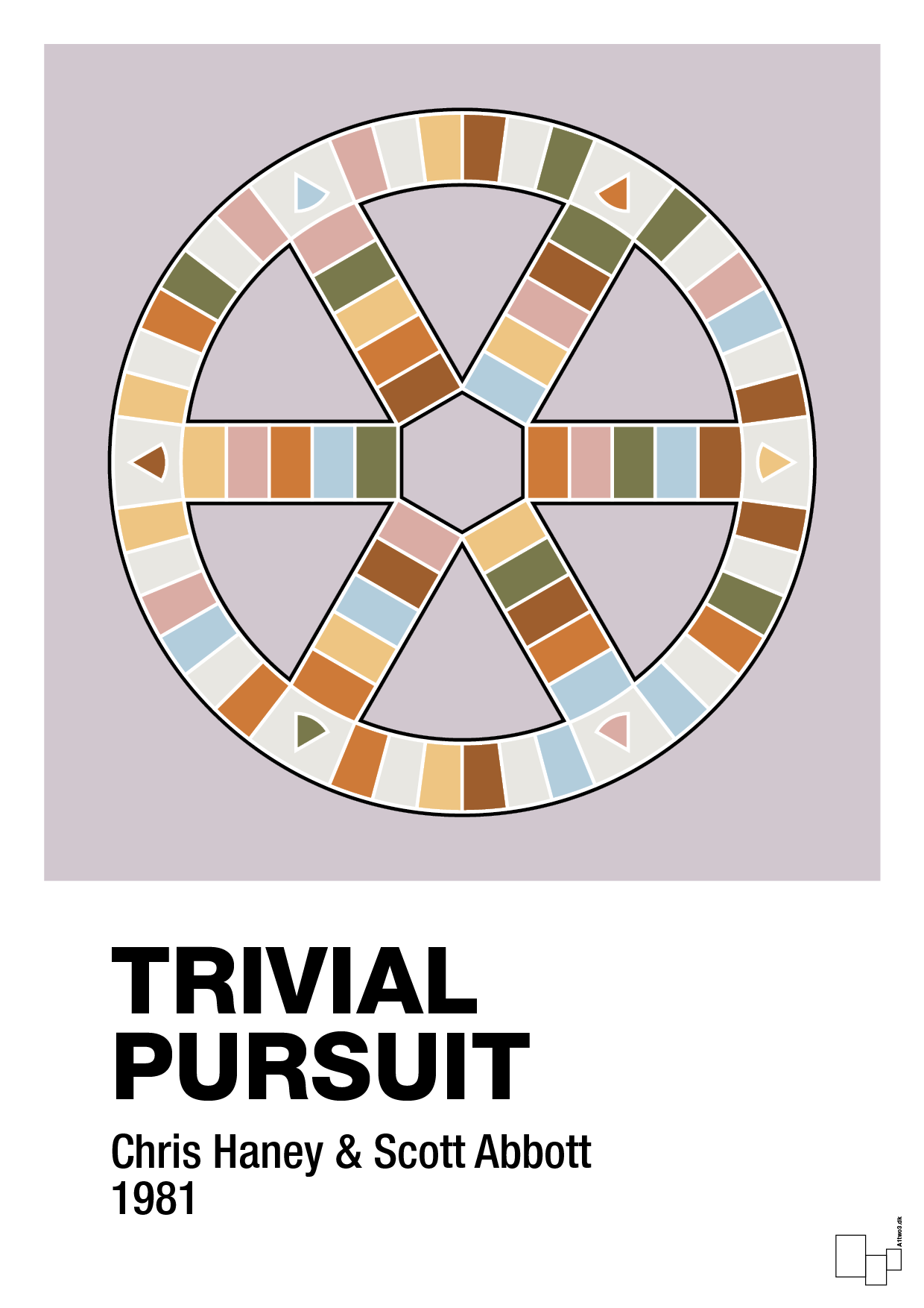 plakat: trivial pursuit spilleplade - dusty lilac-Brætspil-A1two3
