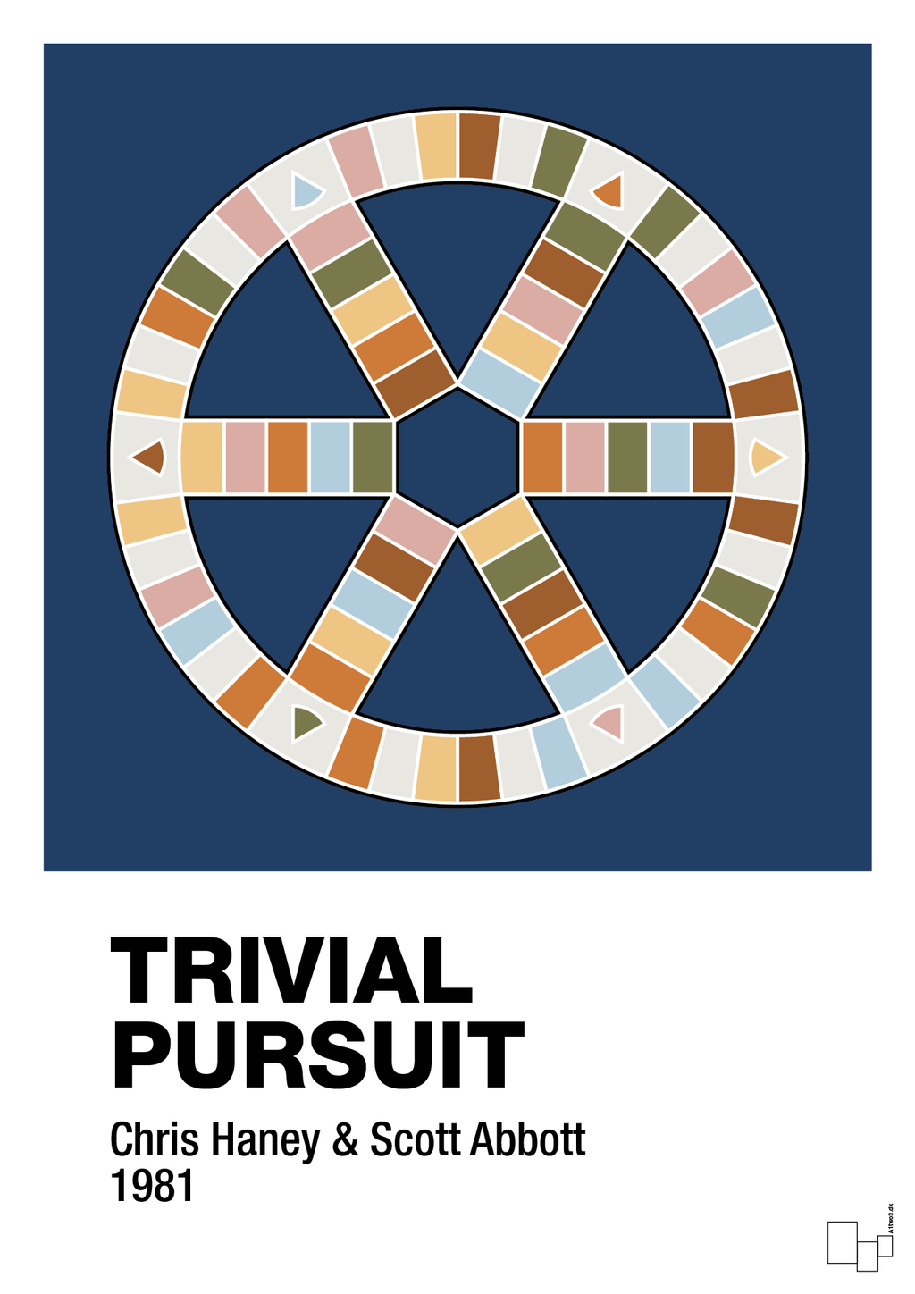 plakat: trivial pursuit spilleplade - lapis blue-Brætspil-A1two3