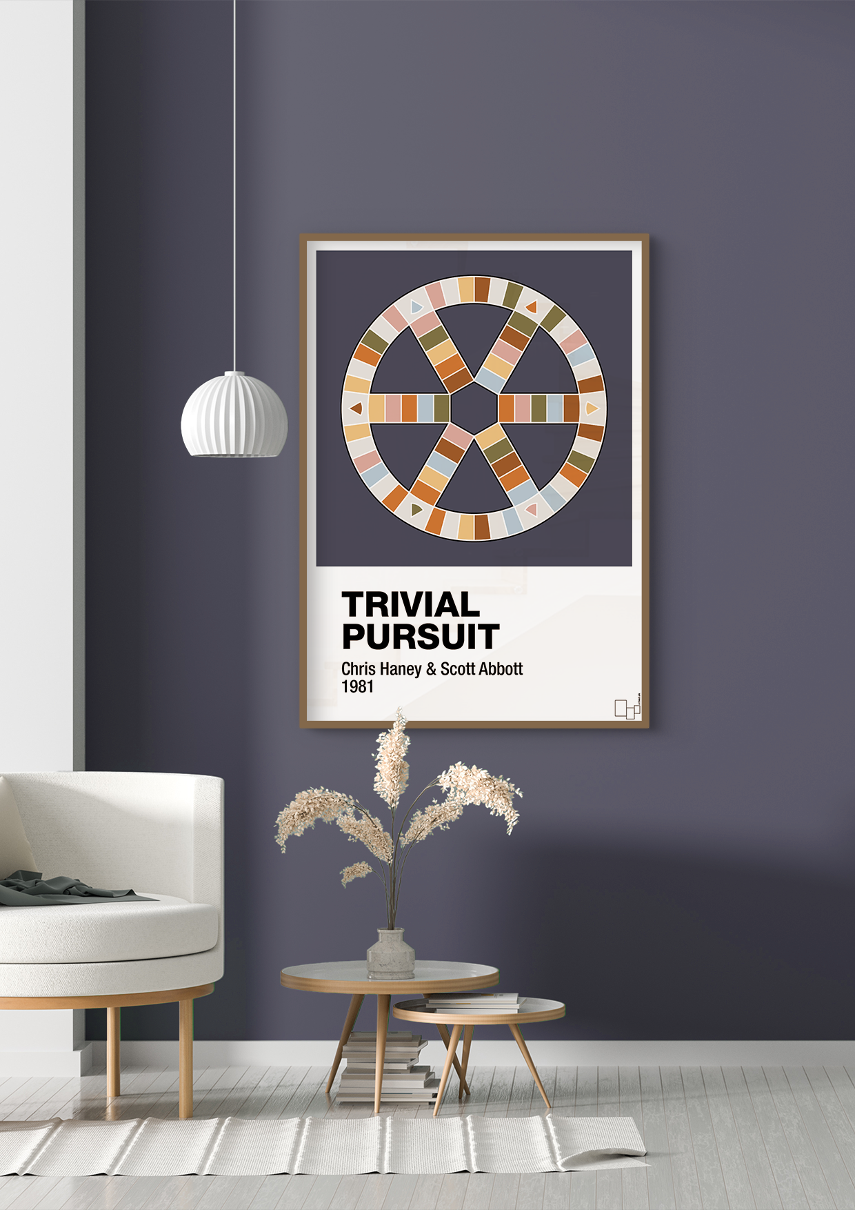 plakat: trivial pursuit spilleplade - graphic charcoal-Brætspil-A1two3