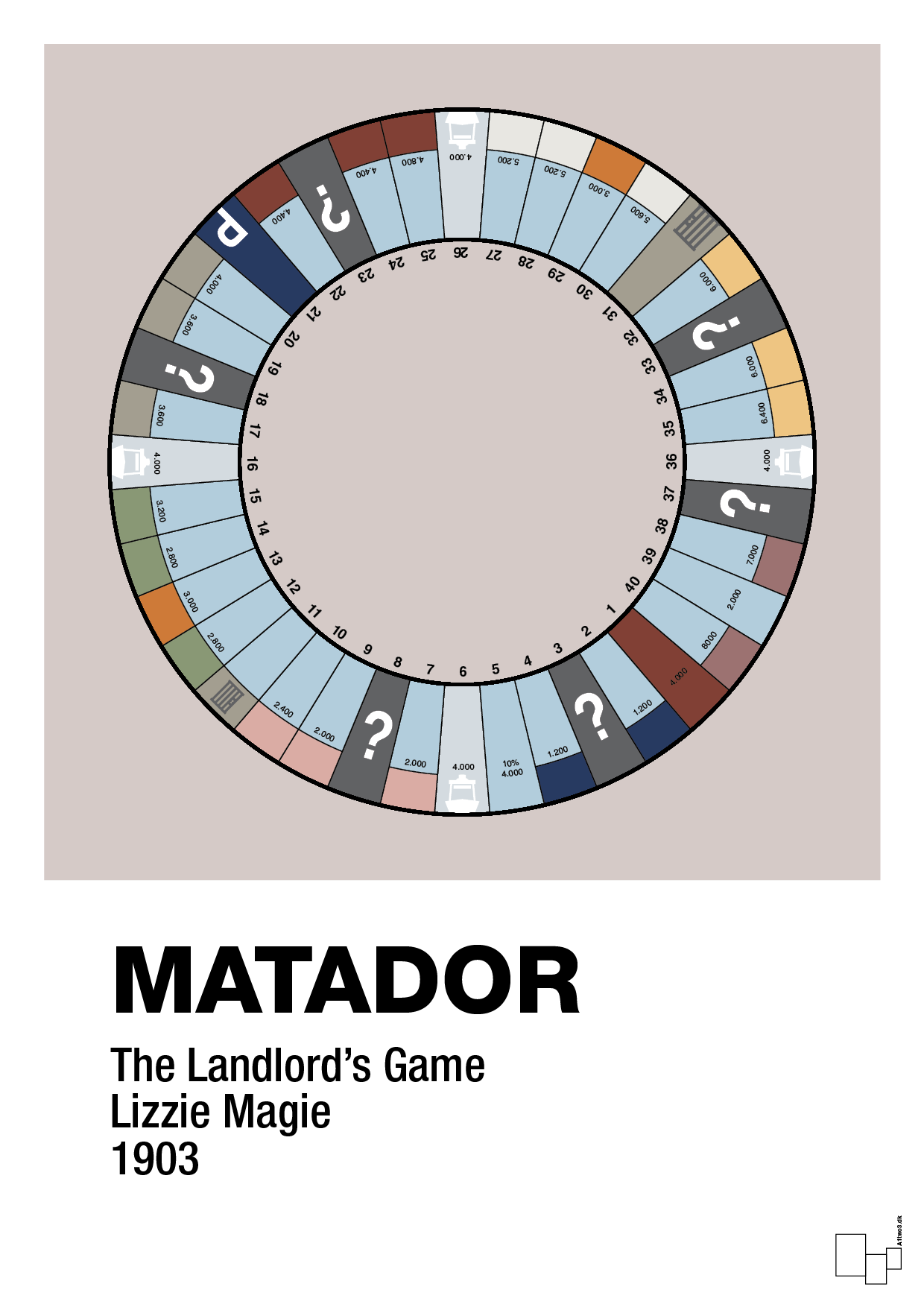plakat: matador spilleplade - broken beige-Brætspil-A1two3
