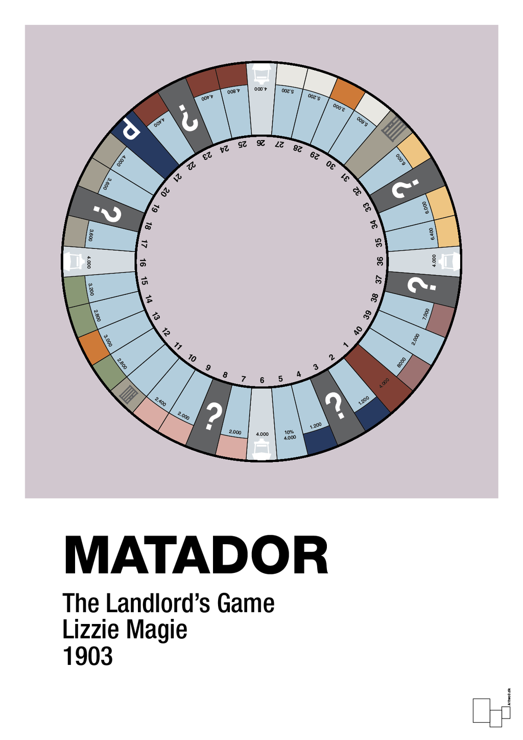 plakat: matador spilleplade - dusty lilac-Brætspil-A1two3
