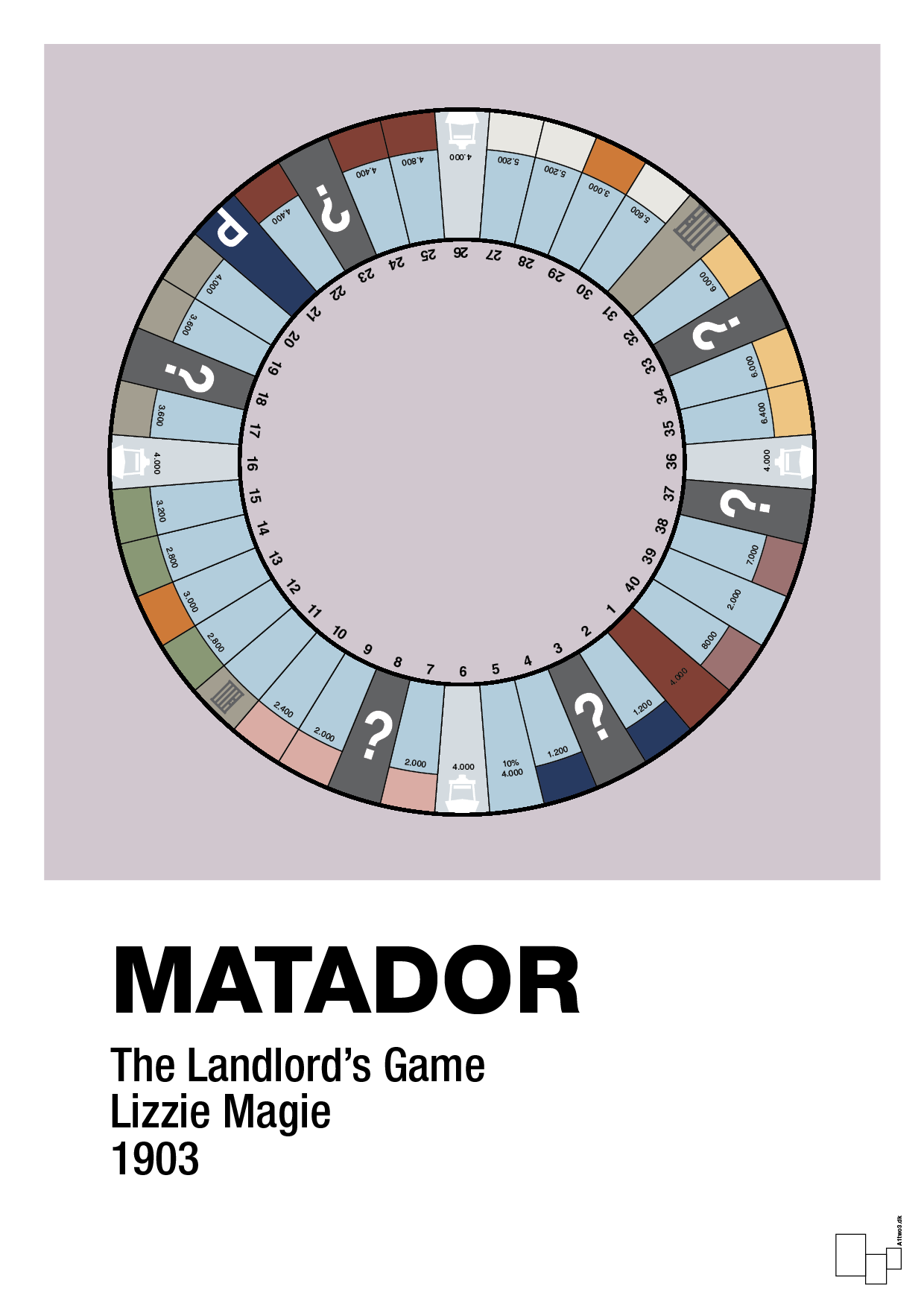 plakat: matador spilleplade - dusty lilac-Brætspil-A1two3