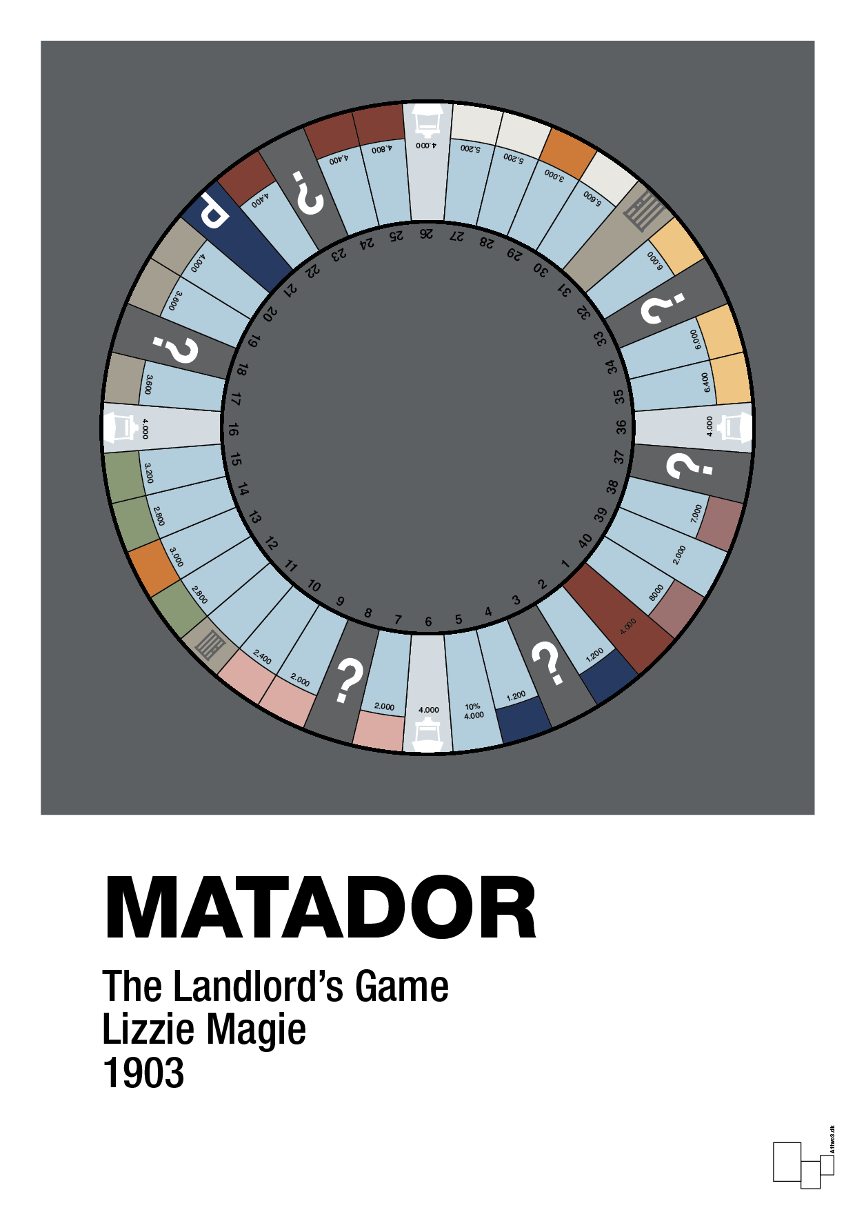 plakat: matador spilleplade - graphic charcoal-Brætspil-A1two3