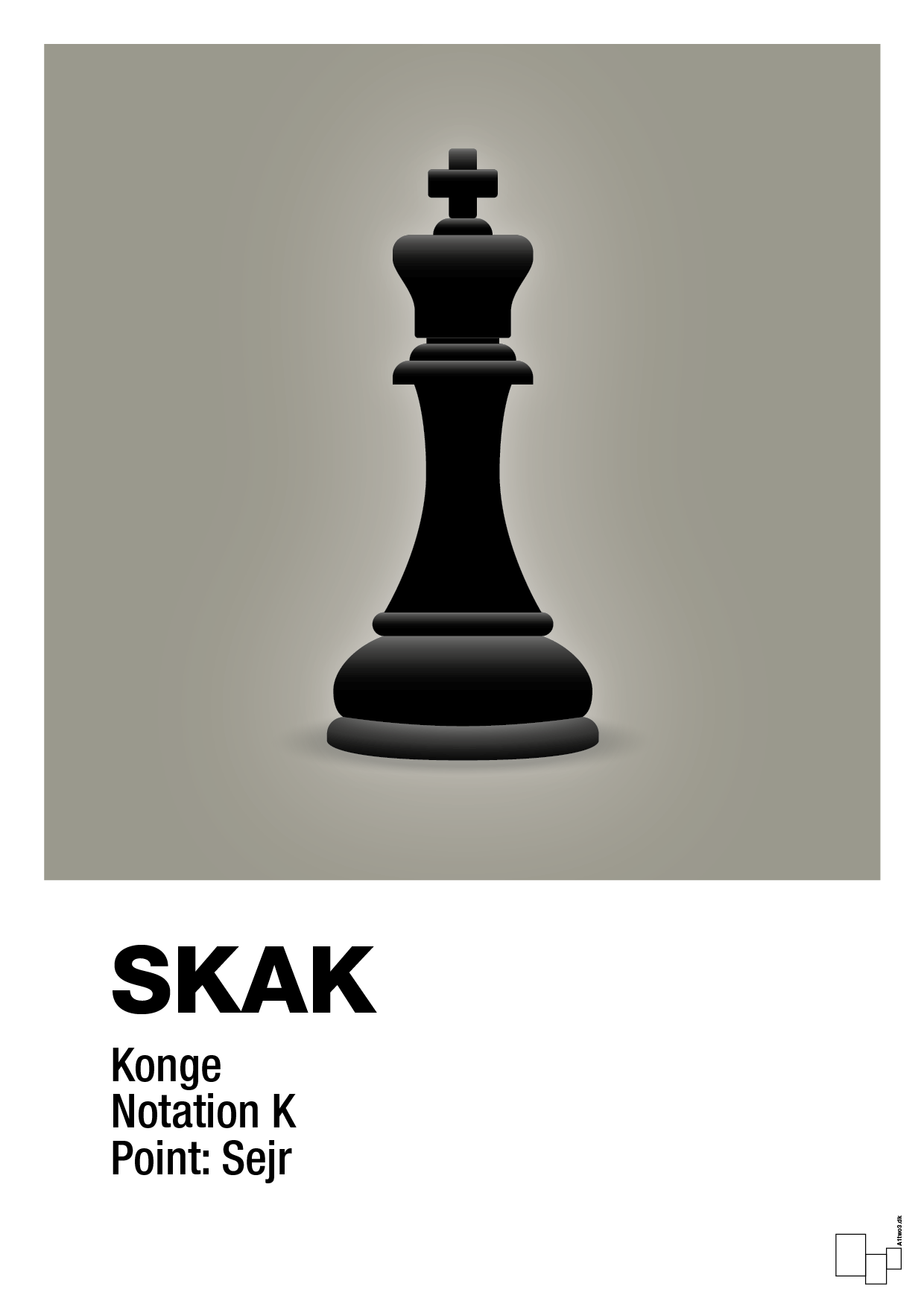 plakat: spillebrikken konge i sort - battleship gray-Brætspil-A1two3